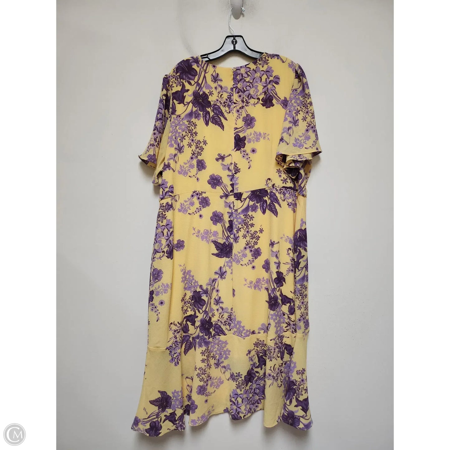 Dress Casual Midi By Liz Claiborne In Purple & Yellow, Size: 3x