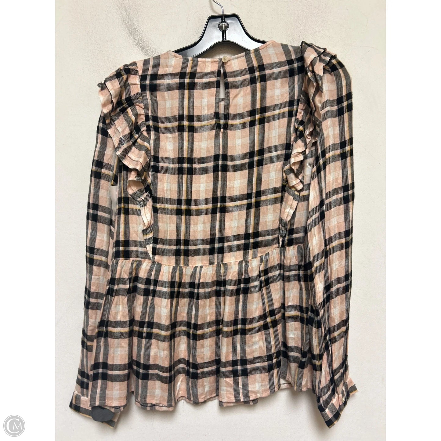 Top Long Sleeve By Loft In Plaid Pattern, Size: Xs
