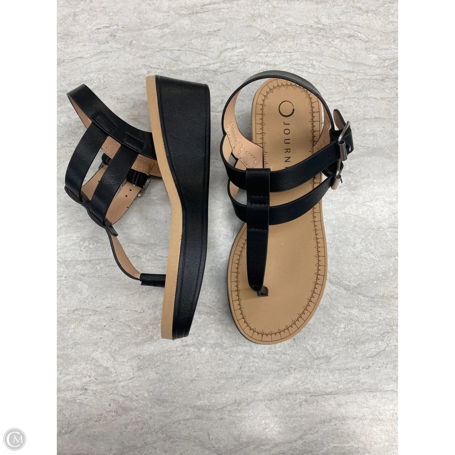 Sandals Heels Wedge By Journee In Black, Size: 6