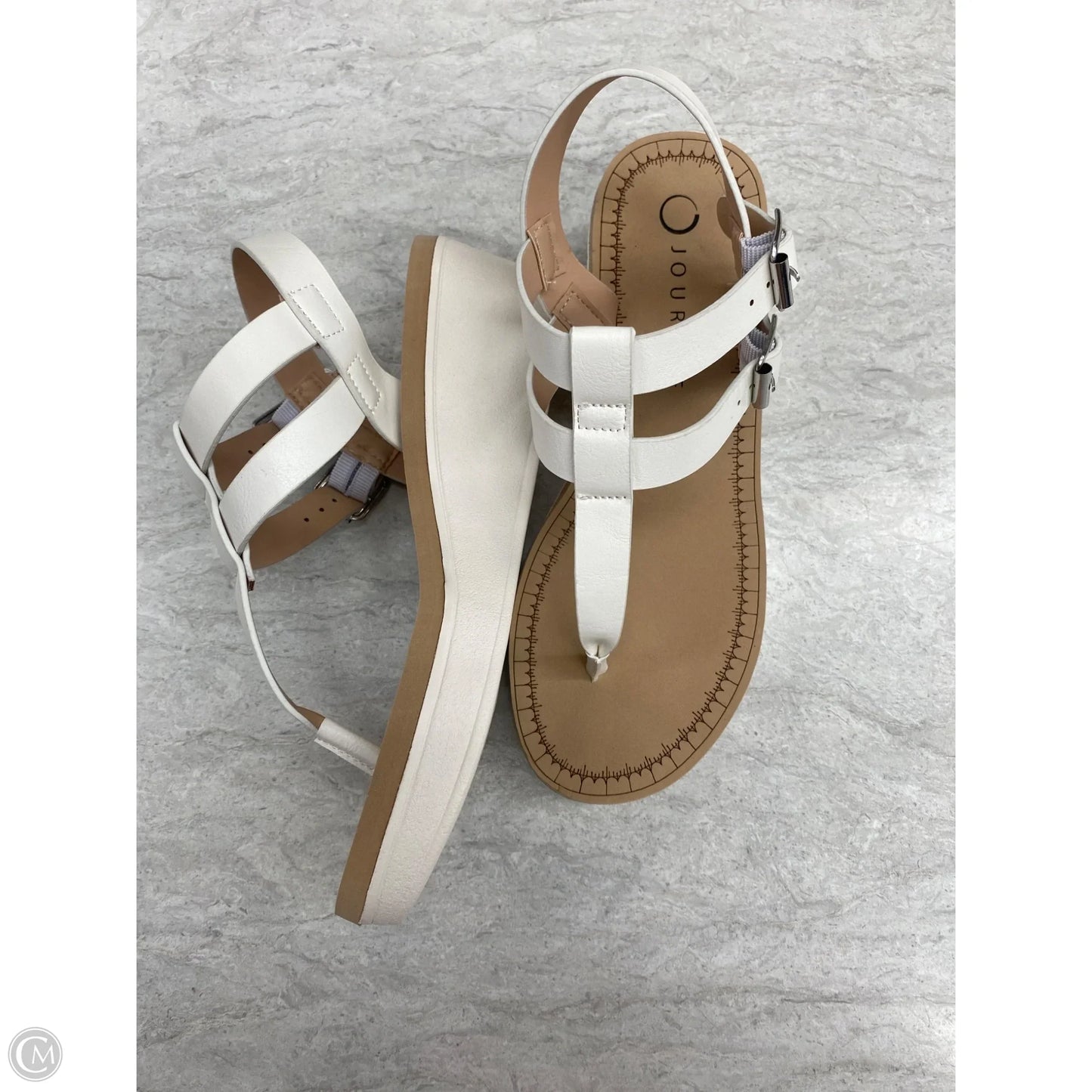 Sandals Heels Wedge By Journee In White, Size: 6