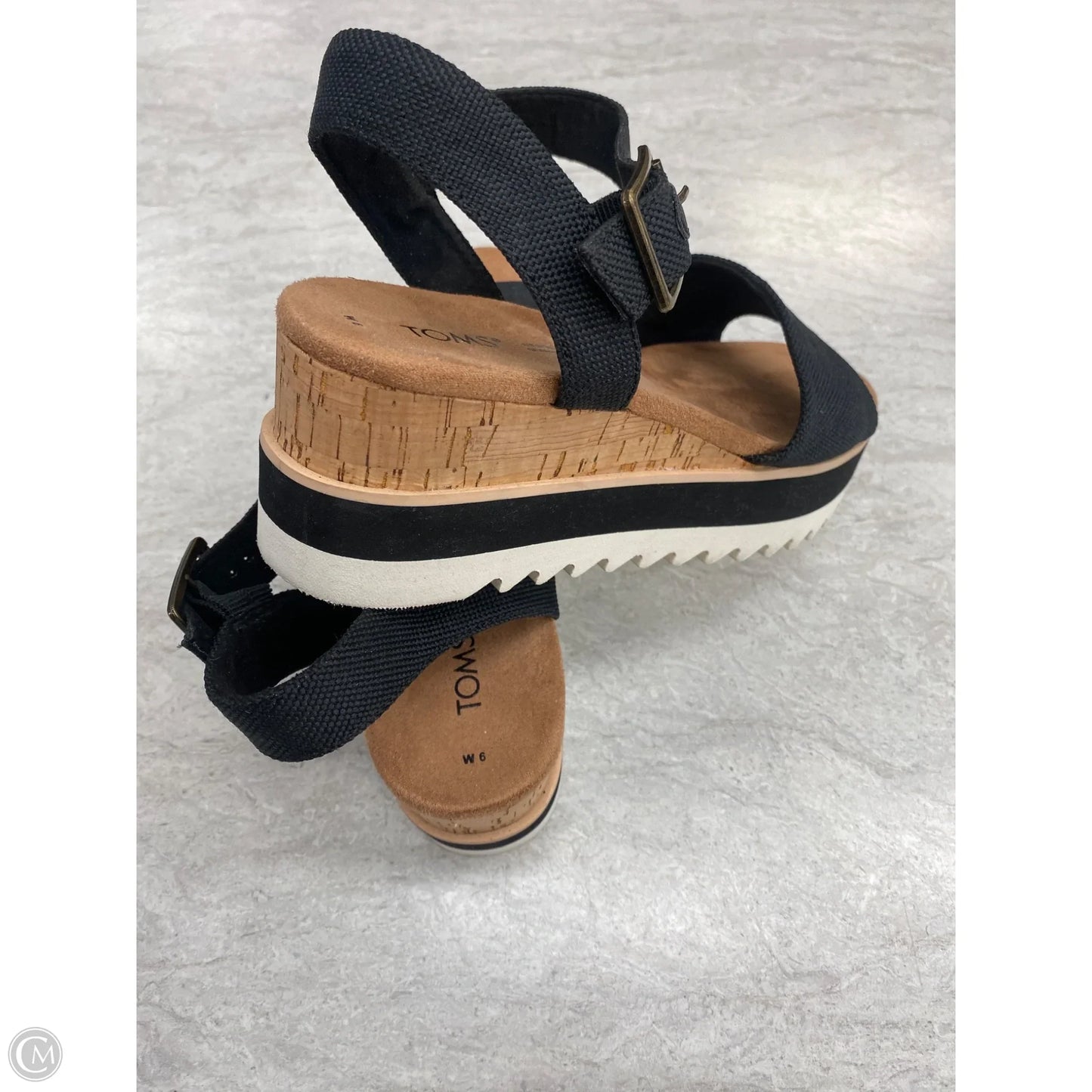 Sandals Heels Wedge By Toms In Black, Size: 6