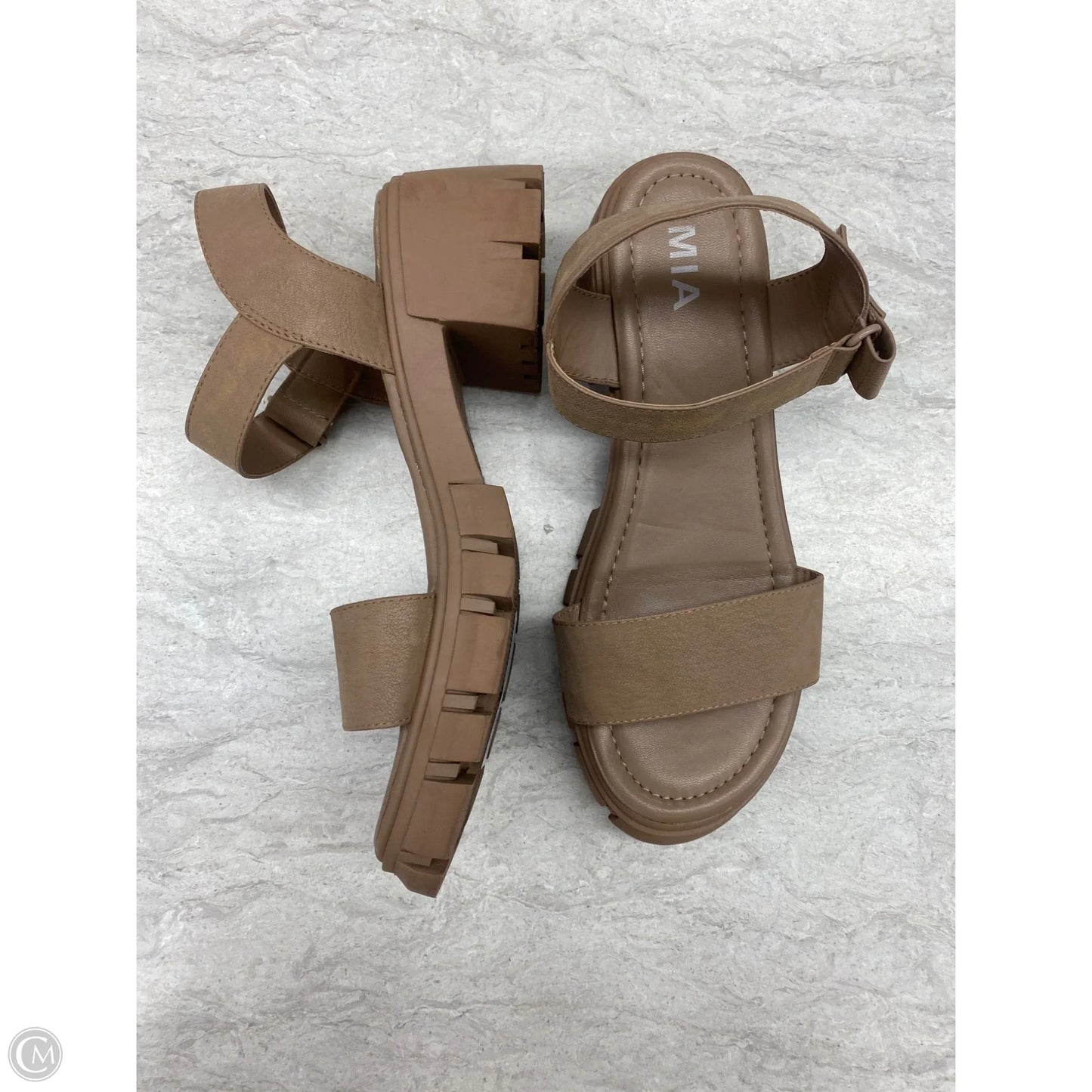 Sandals Heels Block By Mia In Tan, Size: 9