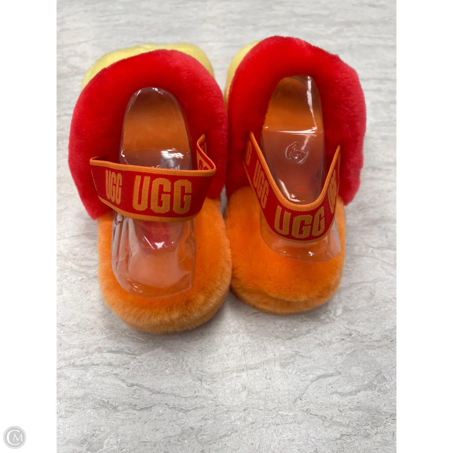 Slippers Designer By Ugg In Orange & Yellow, Size: 6