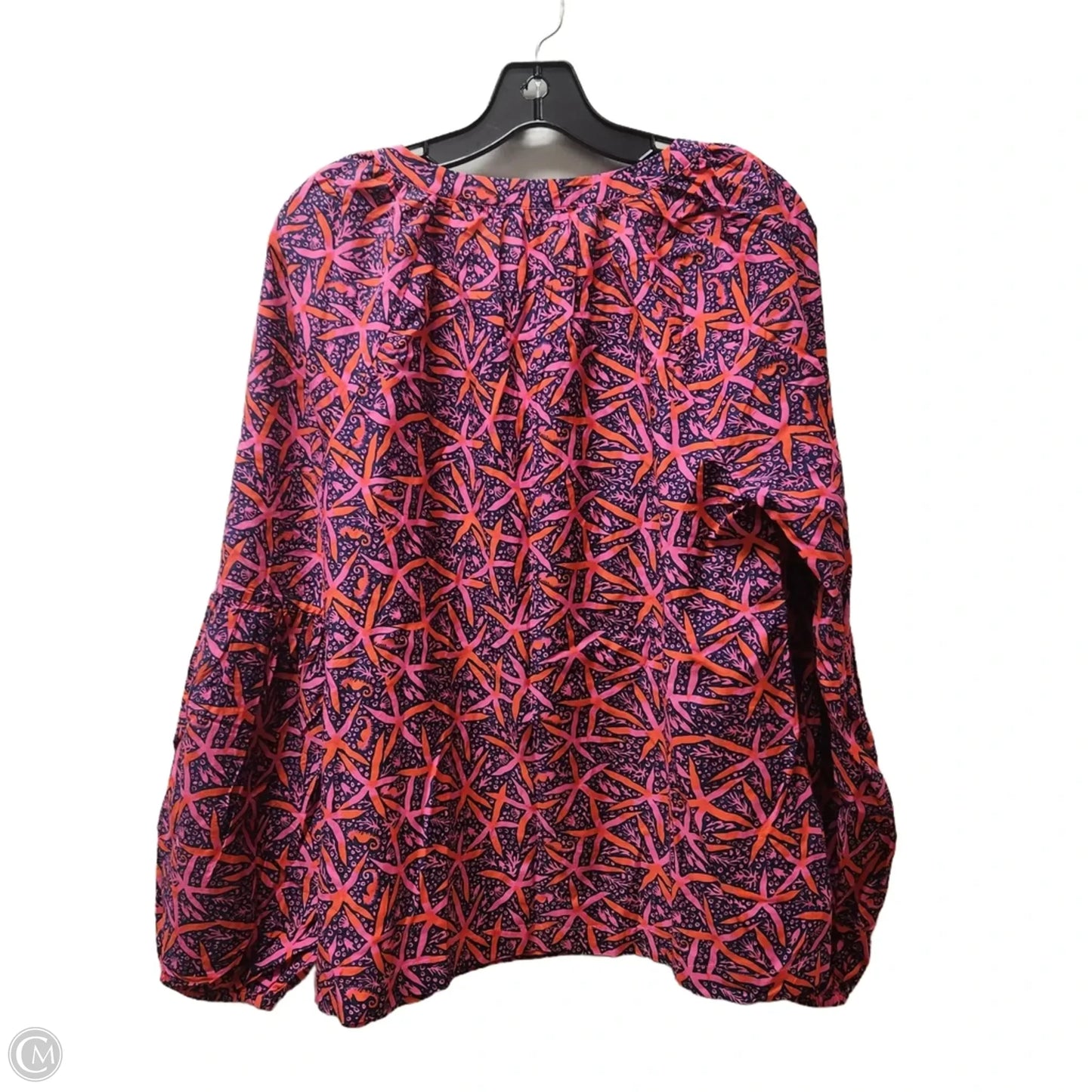 Top Long Sleeve Designer By Lilly Pulitzer In Blue & Pink, Size: L