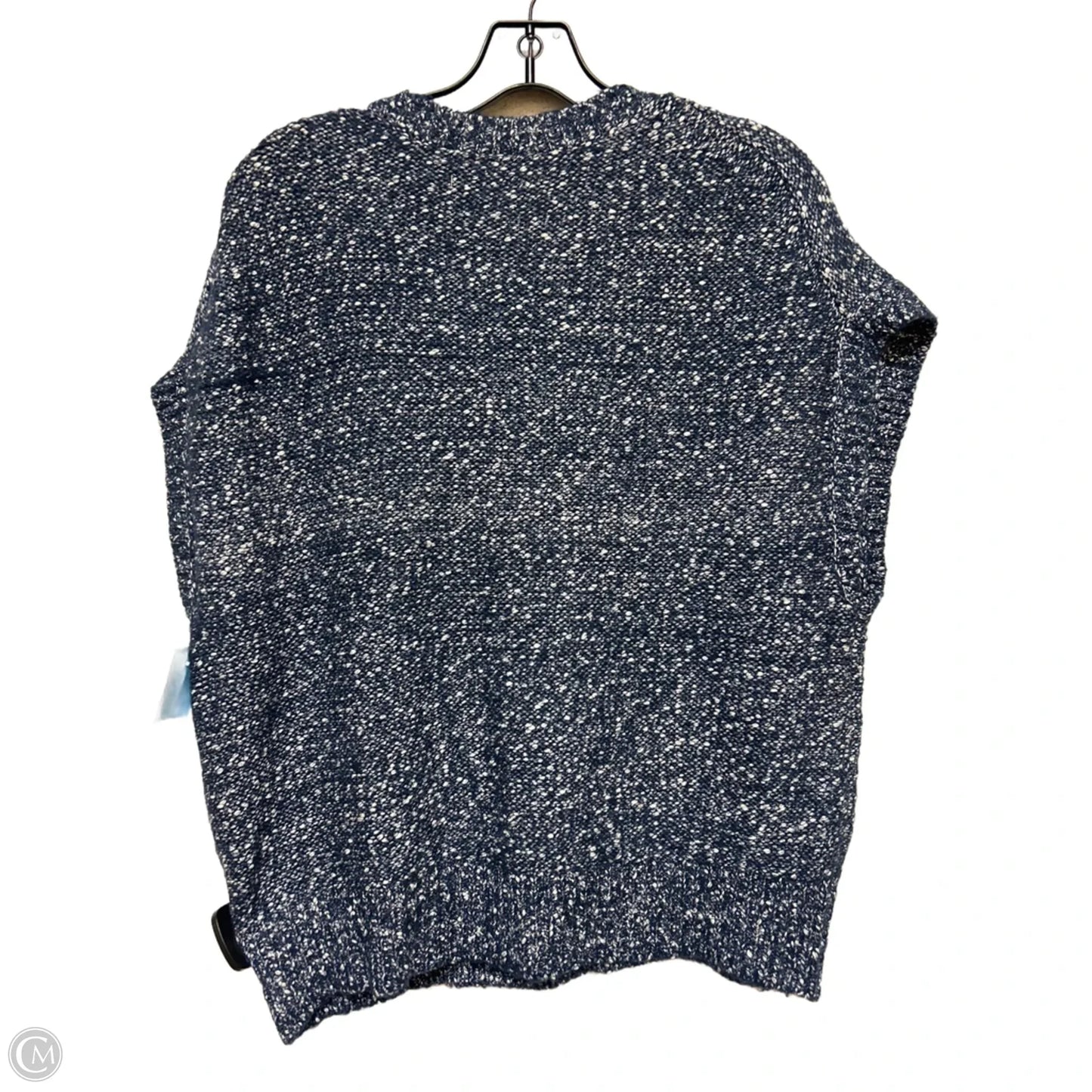 Sweater Short Sleeve By Loft In Blue & White, Size: M