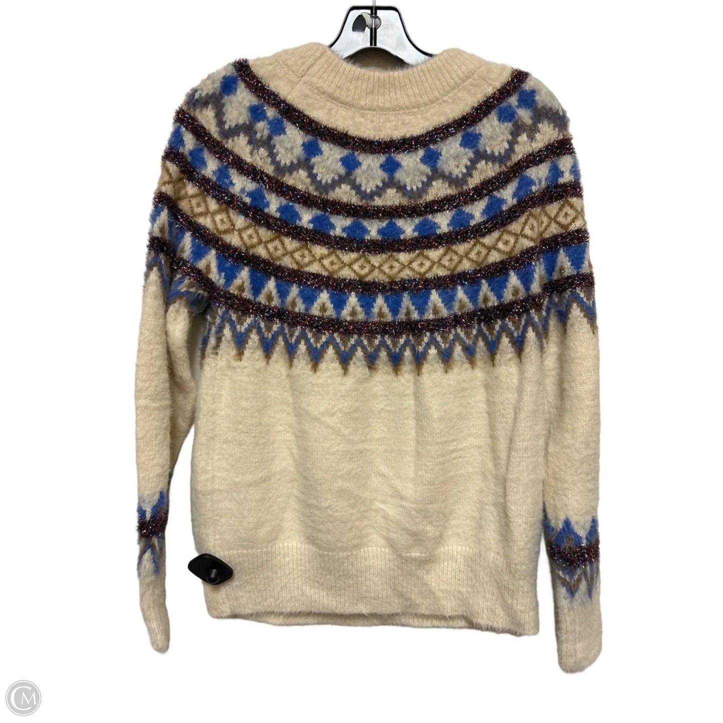 Sweater By Heartloom In Blue & Cream, Size: S