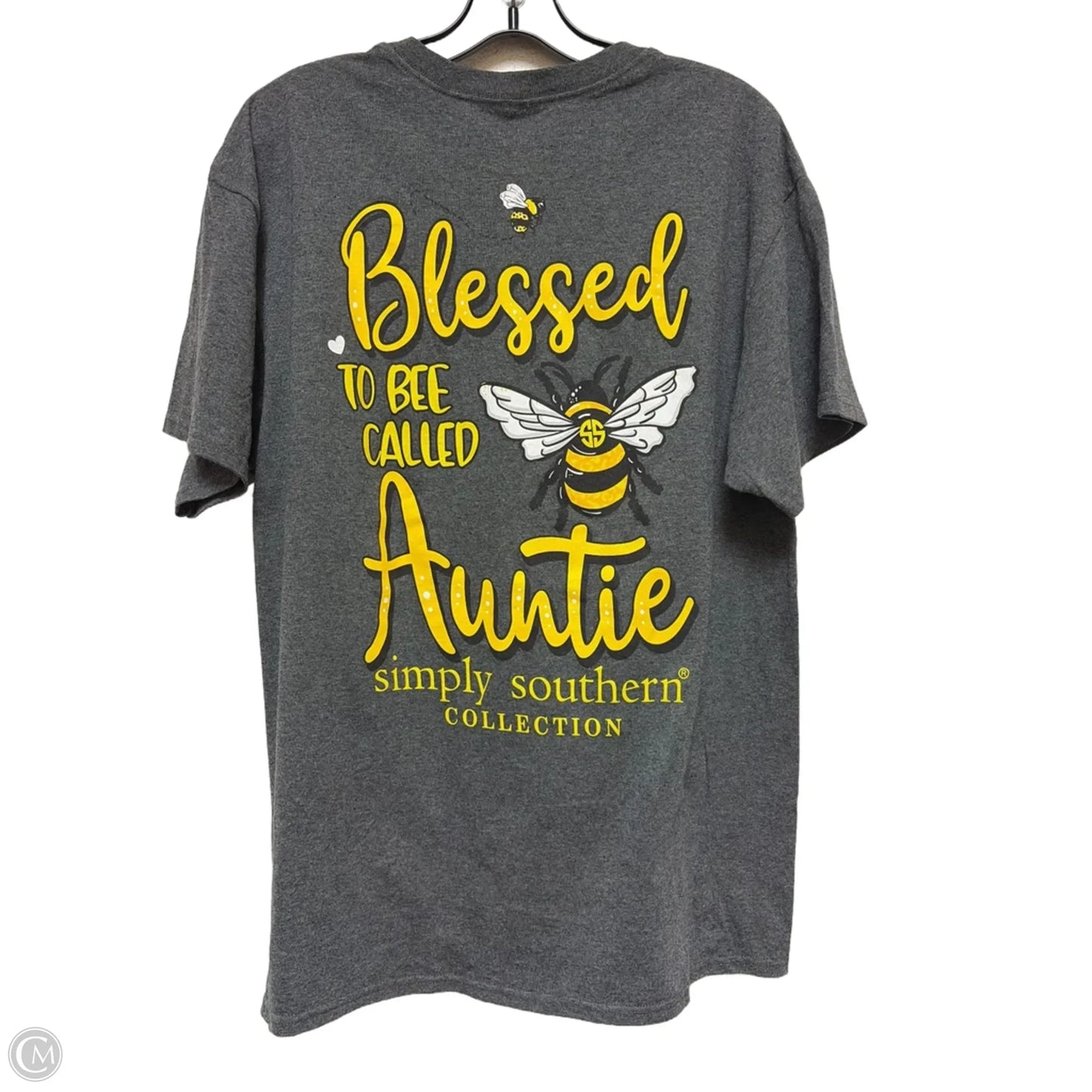 Top Short Sleeve By Simply Southern In Grey, Size: L