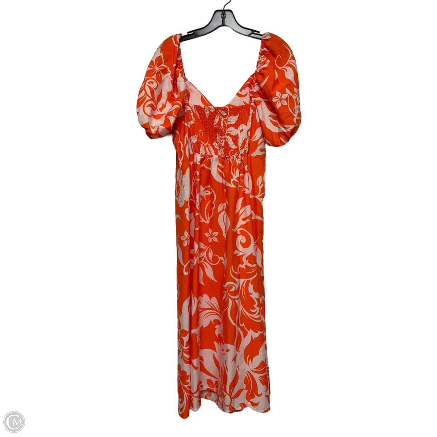 Dress Casual Midi By Clothes Mentor In Orange & White, Size: Xl