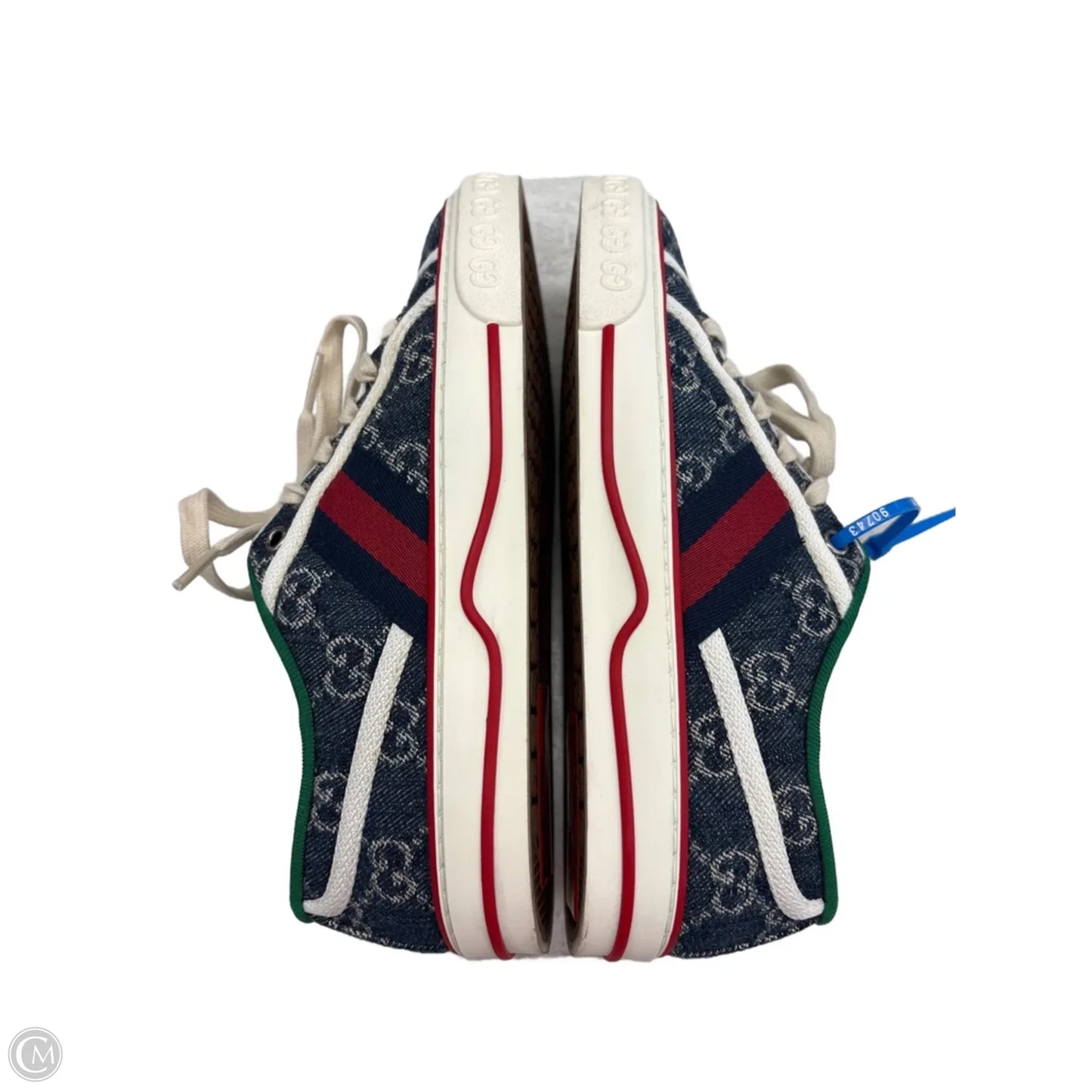 Shoes Luxury Designer By Gucci In Blue Denim, Size: 6