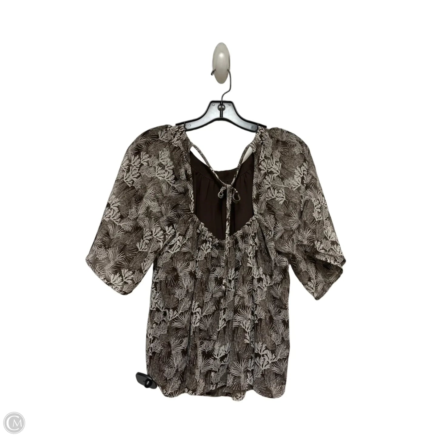 Top Short Sleeve By Loft In Brown & White, Size: S