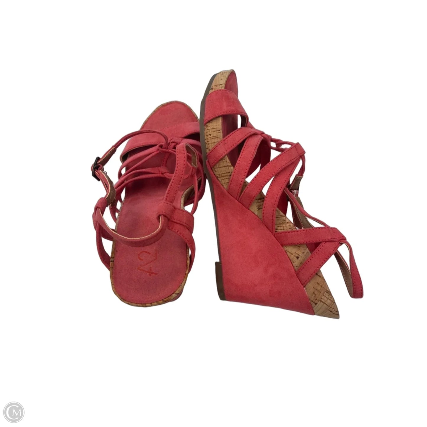 Sandals Heels Wedge By Clothes Mentor In Coral, Size: 7