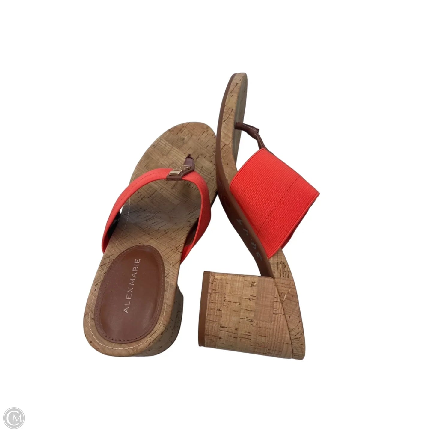 Sandals Heels Block By Alex Marie In Orange, Size: 9