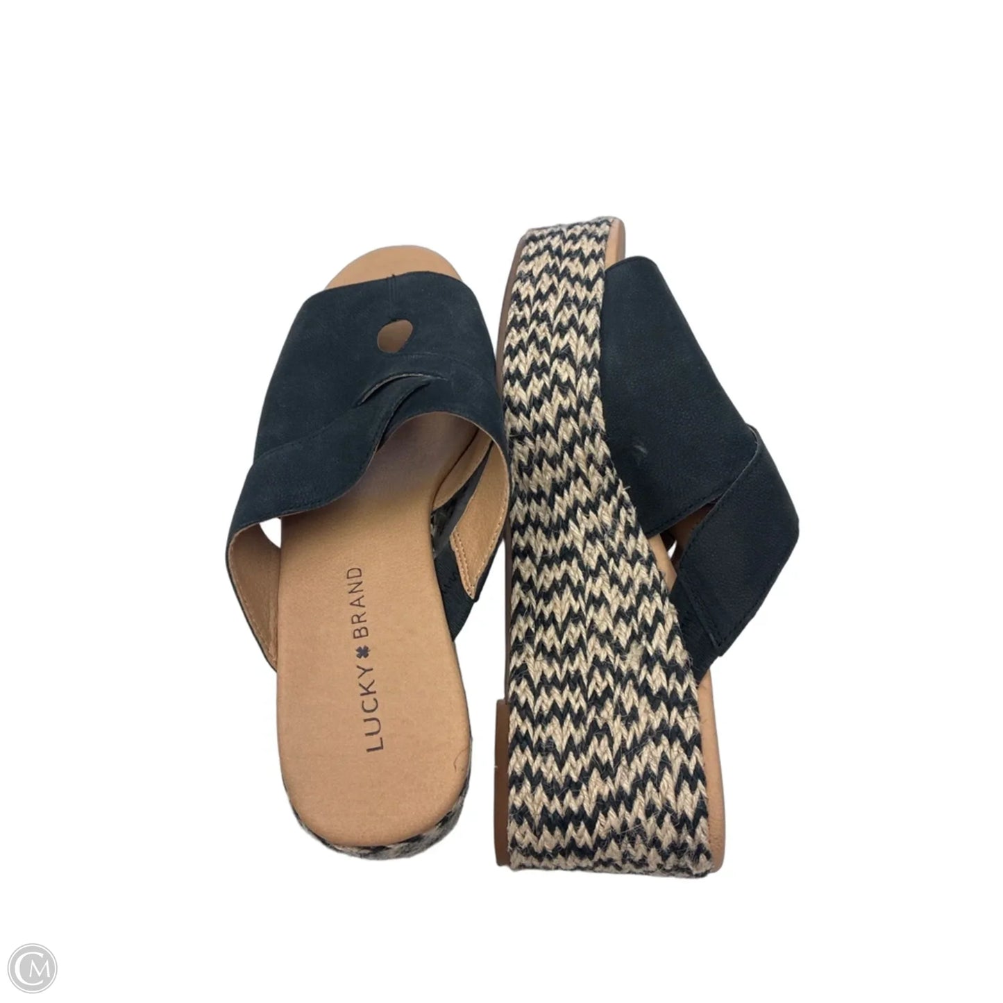 Sandals Heels Platform By Lucky Brand In Black, Size: 9