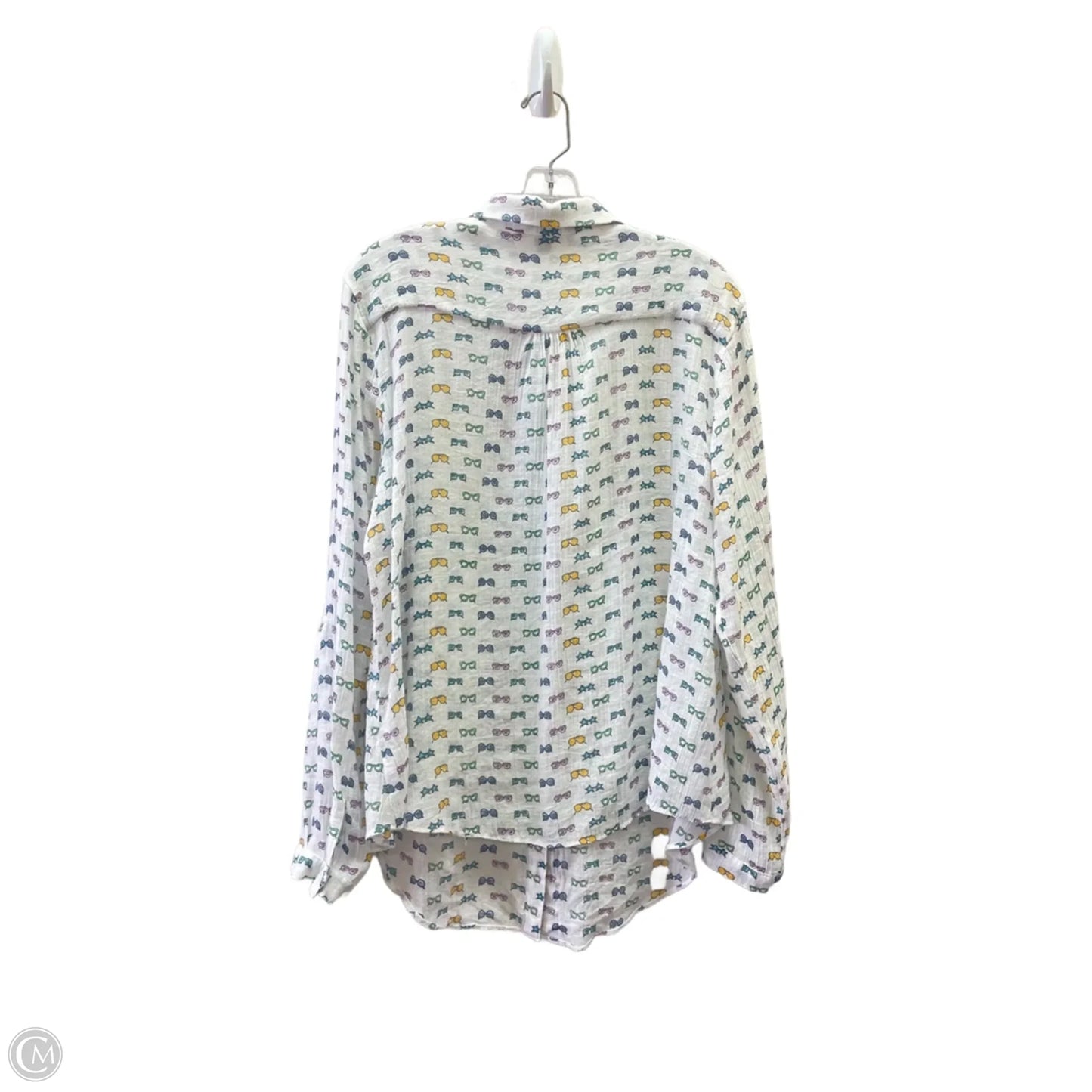 Top Long Sleeve By Zac And Rachel In White & Yellow, Size: Xl