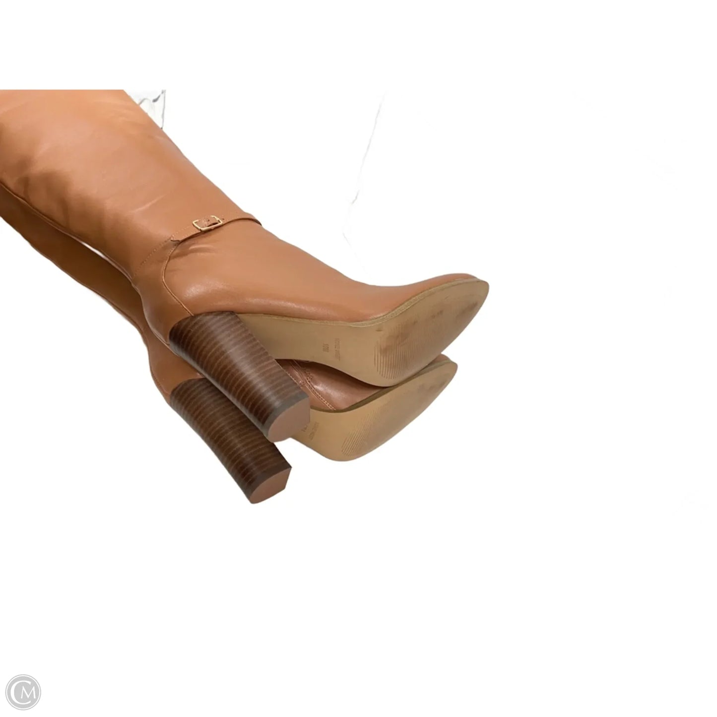 Boots Knee Heels By Nine West In Tan, Size: 10