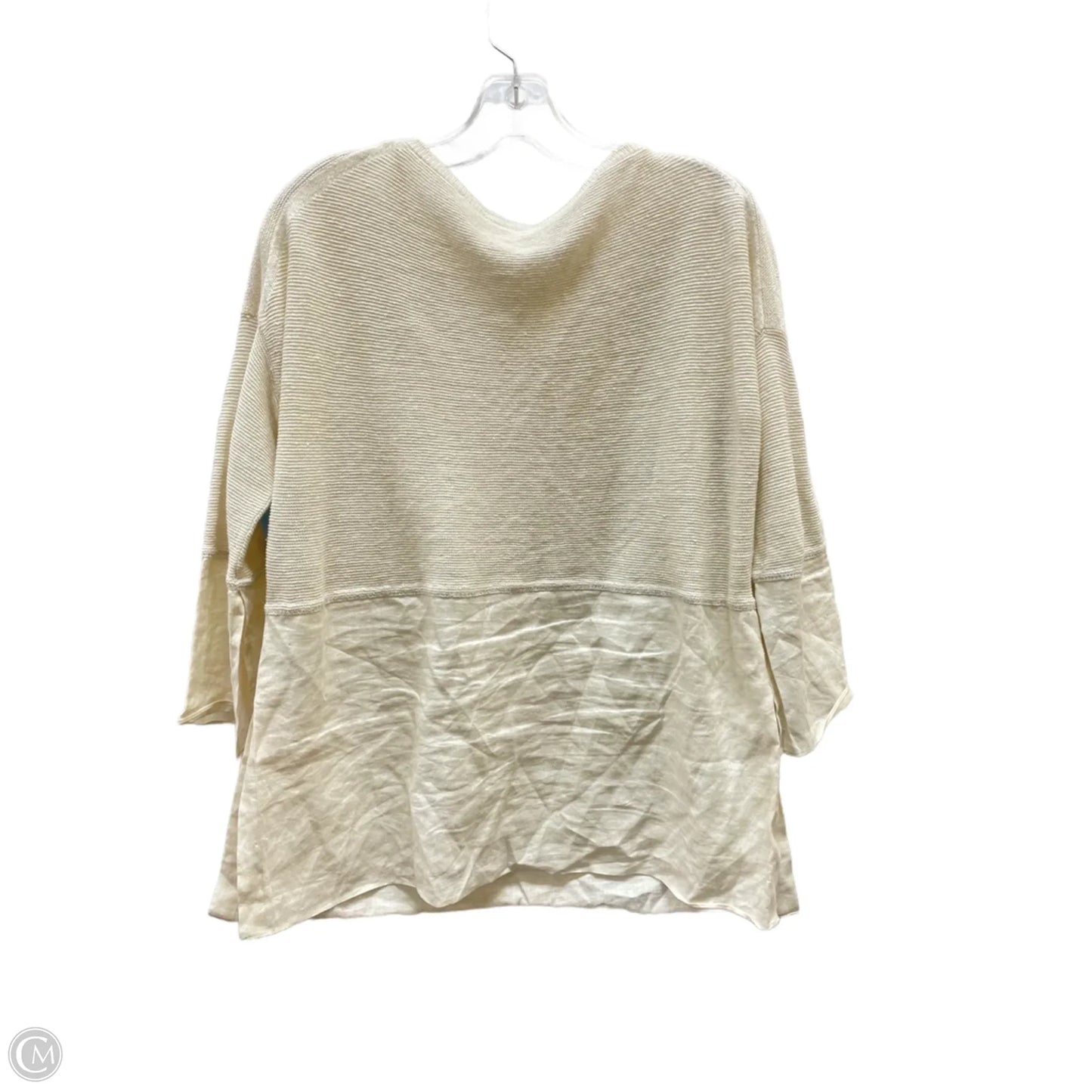Top Long Sleeve Designer By Lafayette 148 In Cream, Size: S