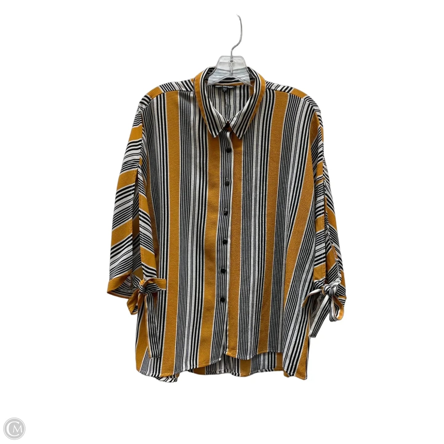 Top 3/4 Sleeve By Unique Spectrum In Black & Yellow, Size: L
