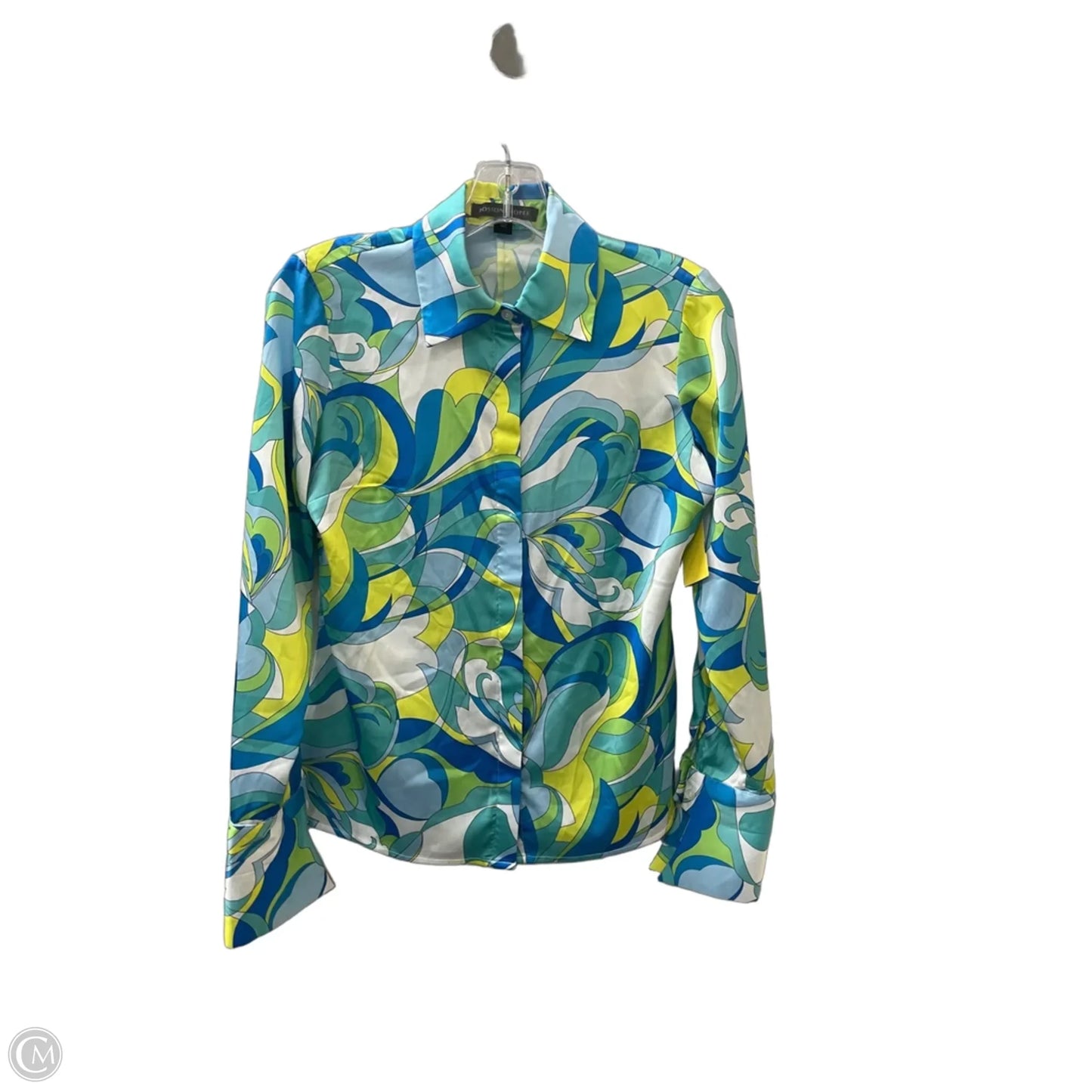 Blouse Long Sleeve By Boston Proper In Blue & Green, Size: 0