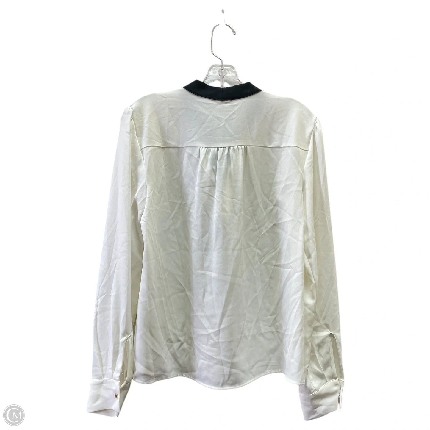 Top Long Sleeve By Calvin Klein In Black & Cream, Size: S
