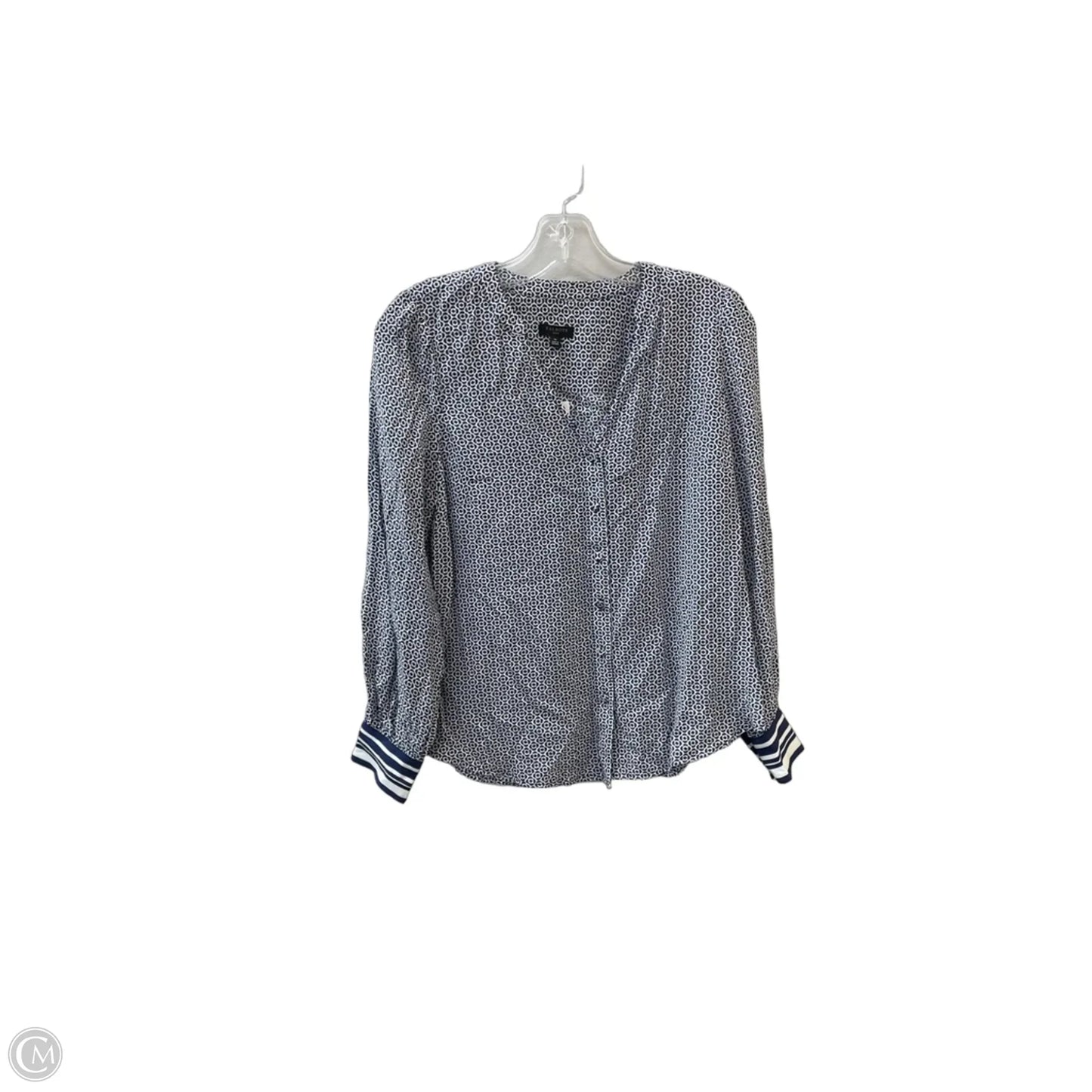 Blouse Long Sleeve By Talbots In Blue & White, Size: Sp