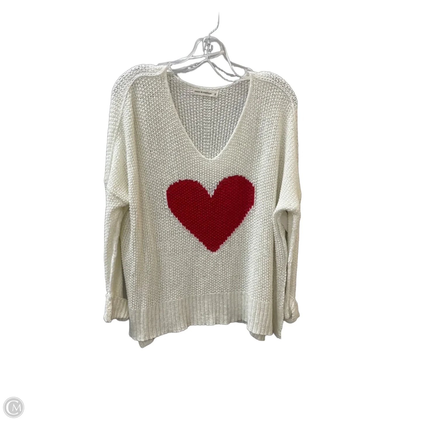 Sweater By Moon And Madison In Cream & Red, Size: S