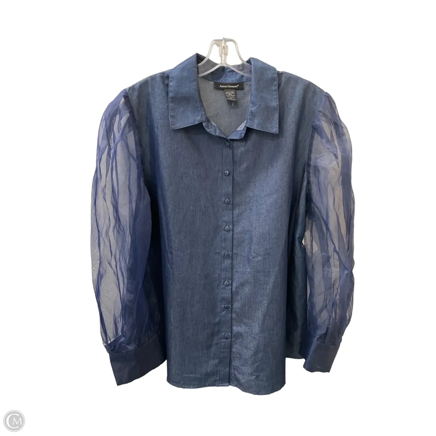 Top Long Sleeve By Ashley Stewart In Blue Denim, Size: 1x