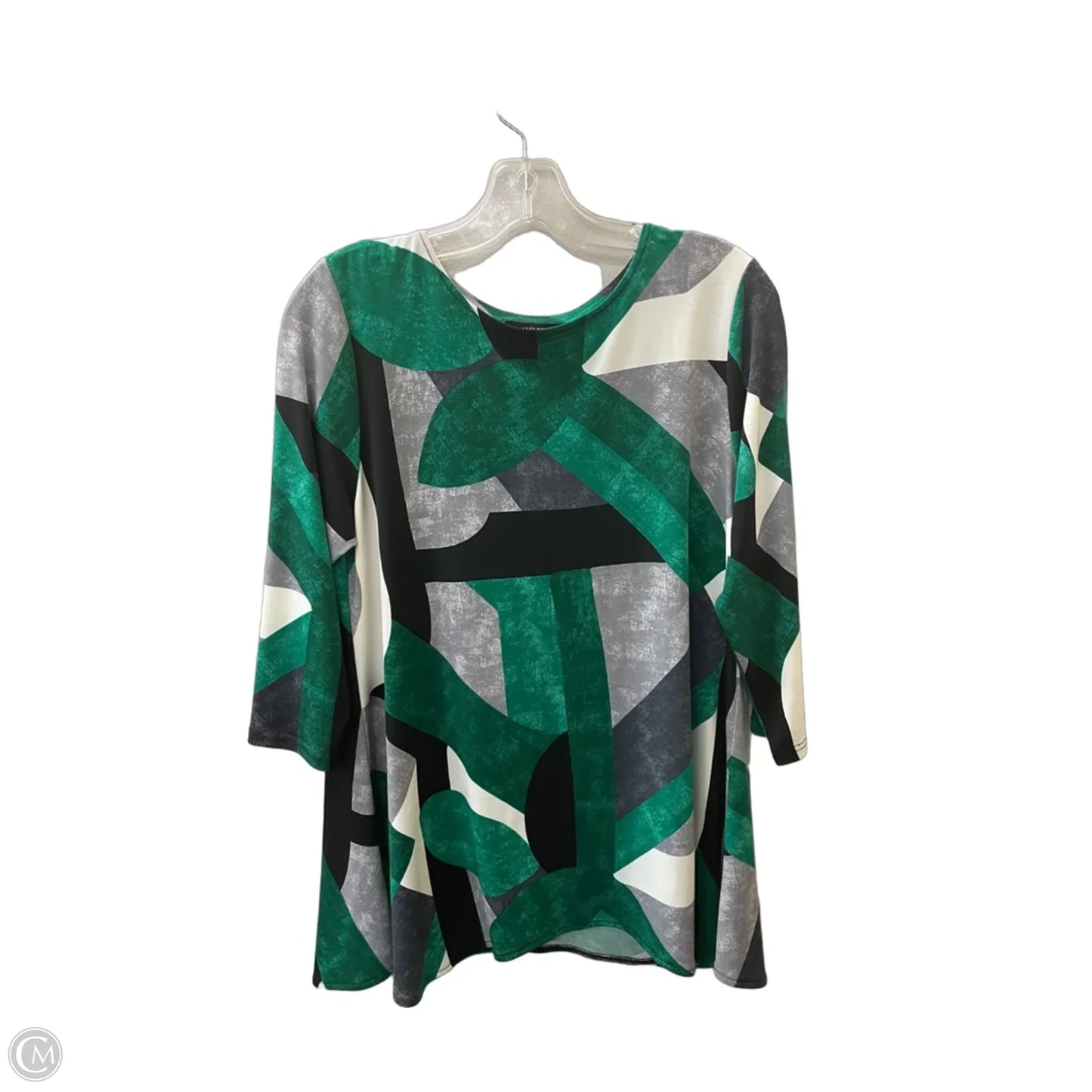 Top 3/4 Sleeve By Alfani In Green & Grey, Size: Lp