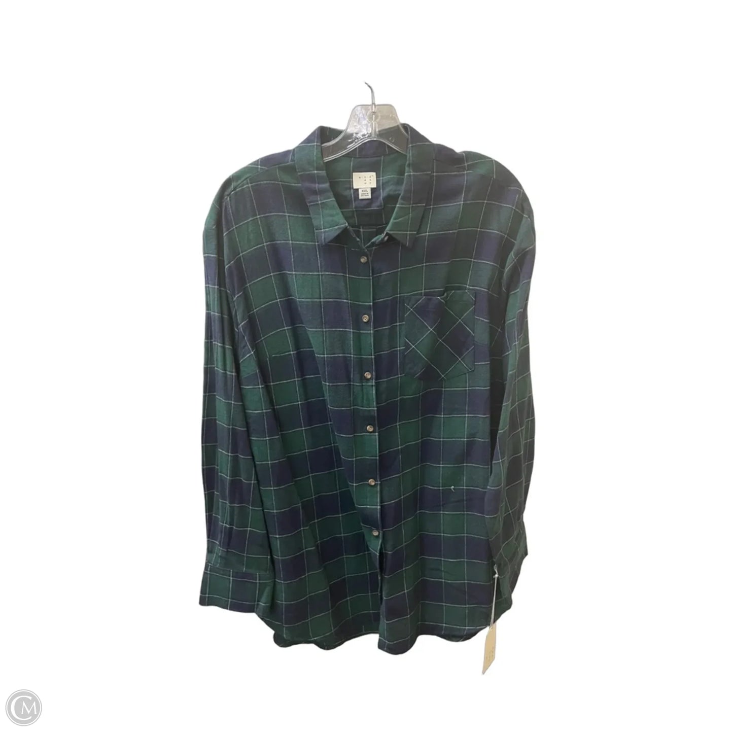 Top Long Sleeve Basic By A New Day In Blue & Green, Size: 2x