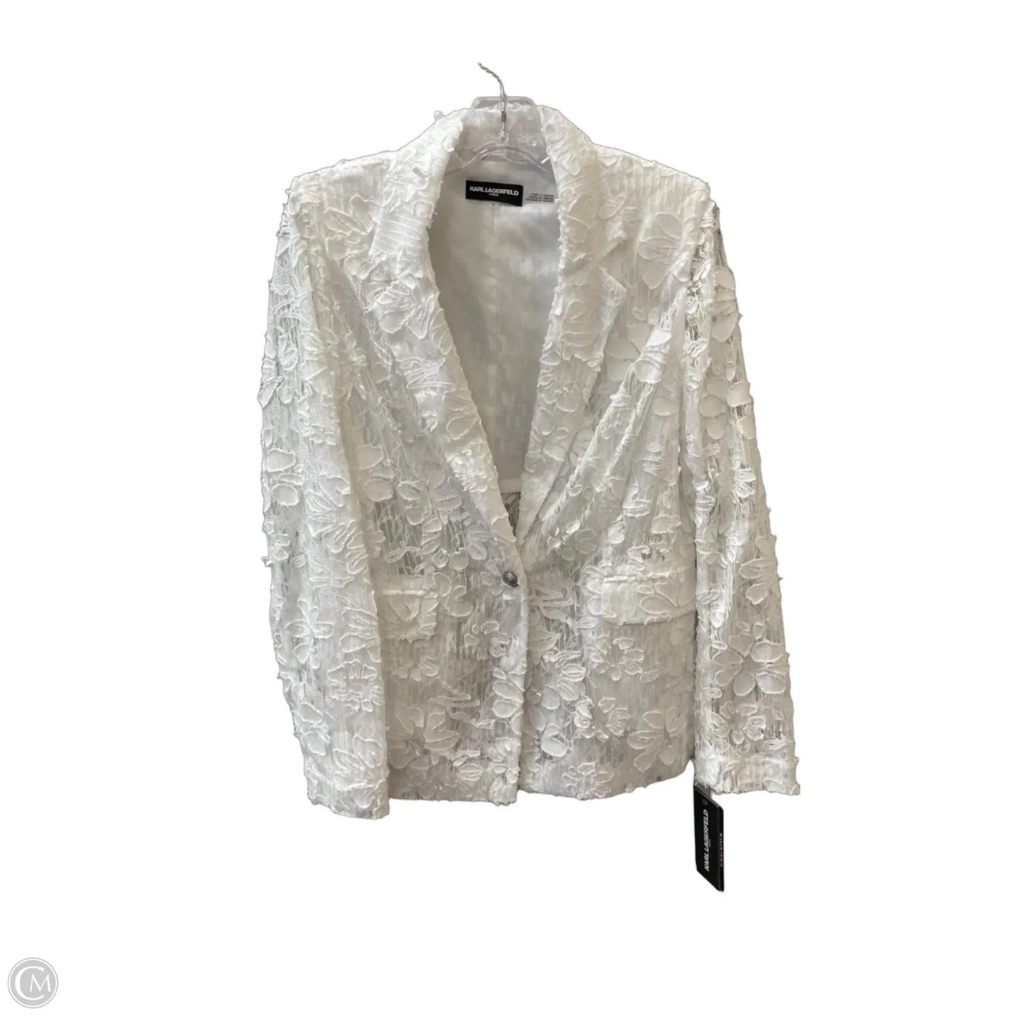 Blazer Designer By Karl Lagerfeld In White, Size: S