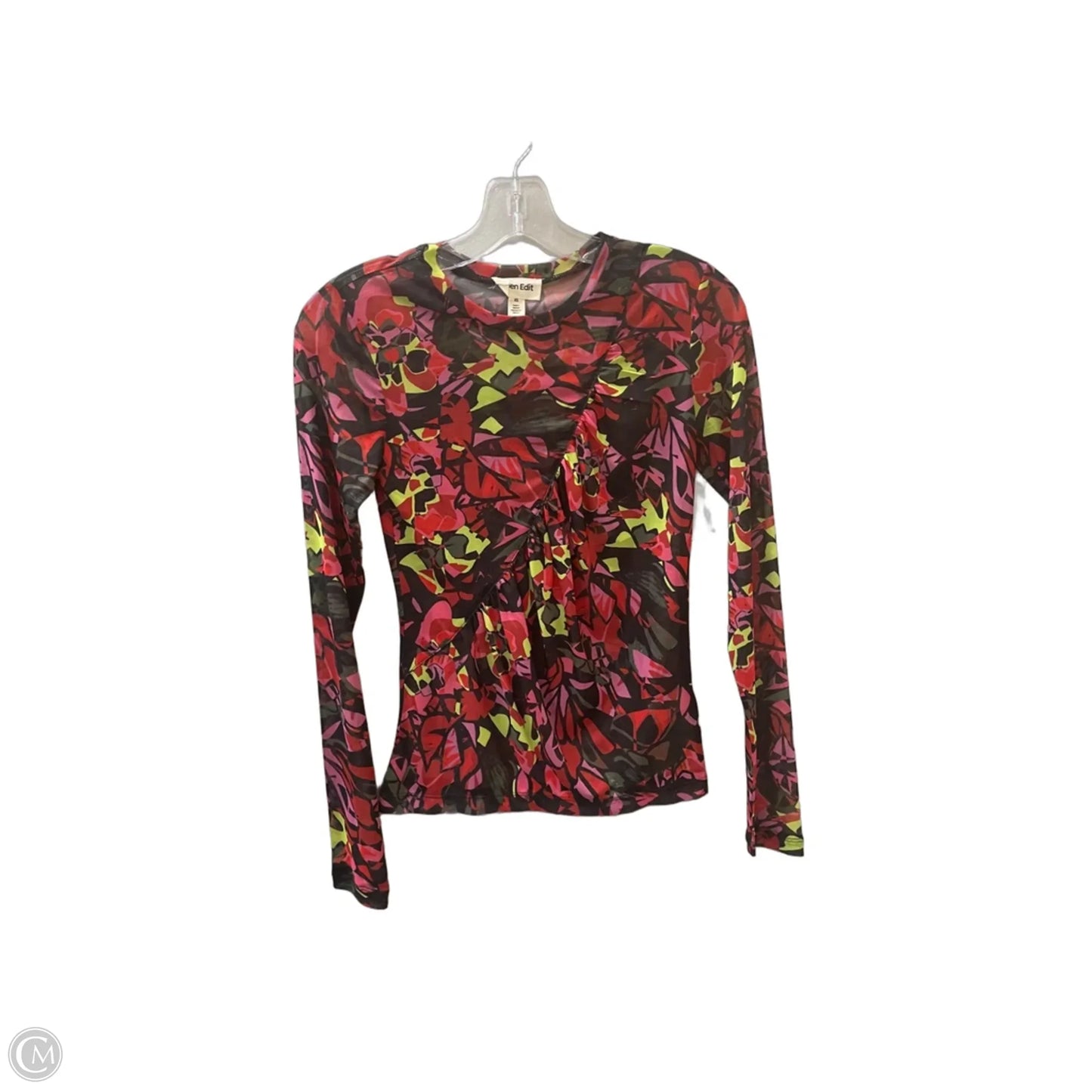 Top Long Sleeve By Open Edit In Green & Red, Size: Xs