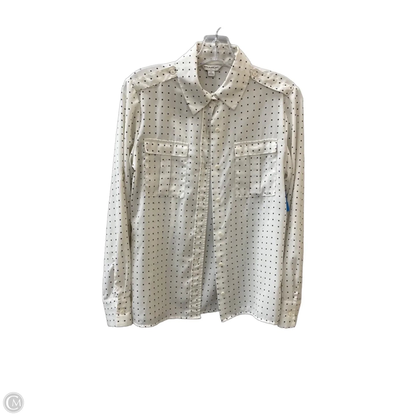 Blouse Long Sleeve By Banana Republic In Black & Cream, Size: S