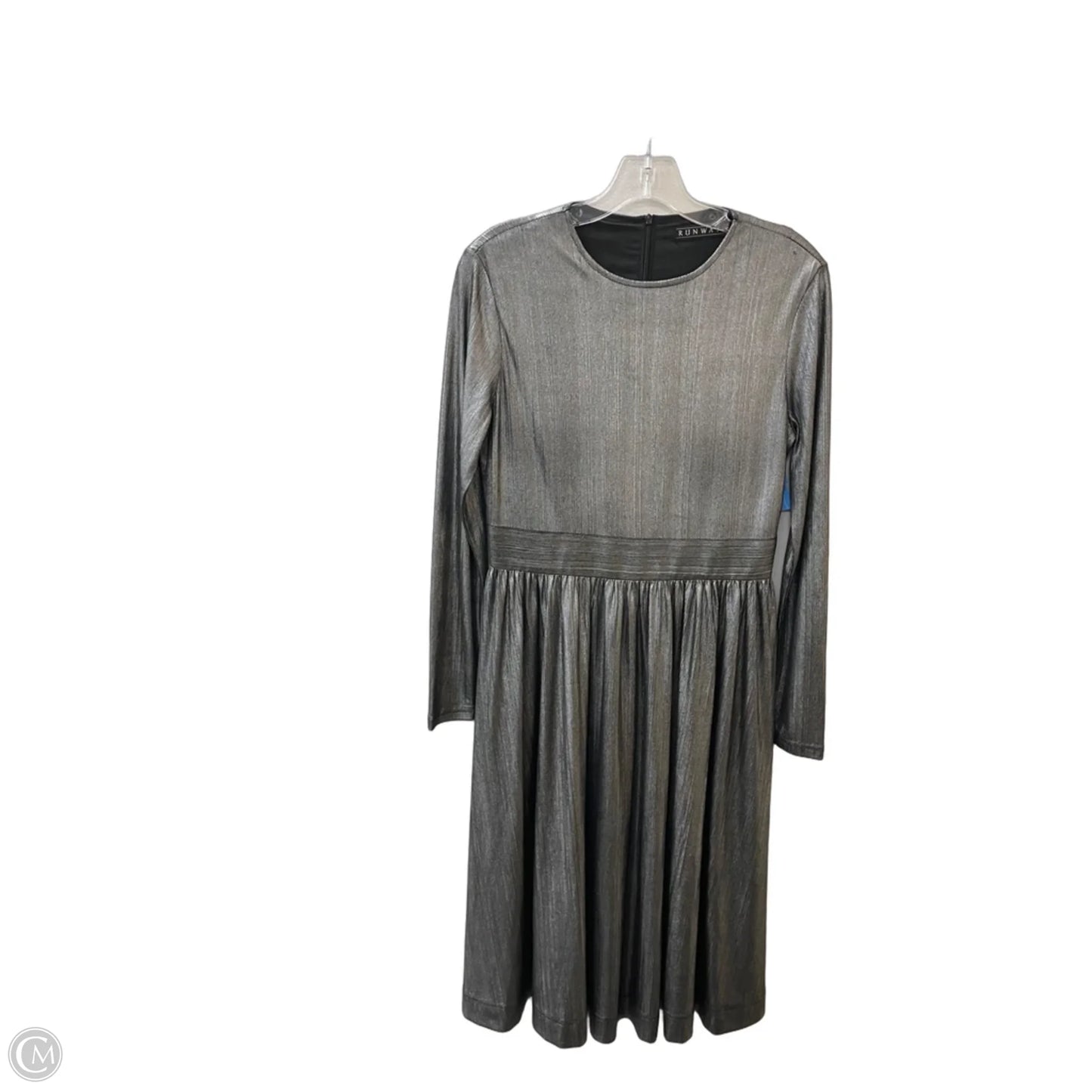 Dress Casual Midi By Runway In Silver, Size: S