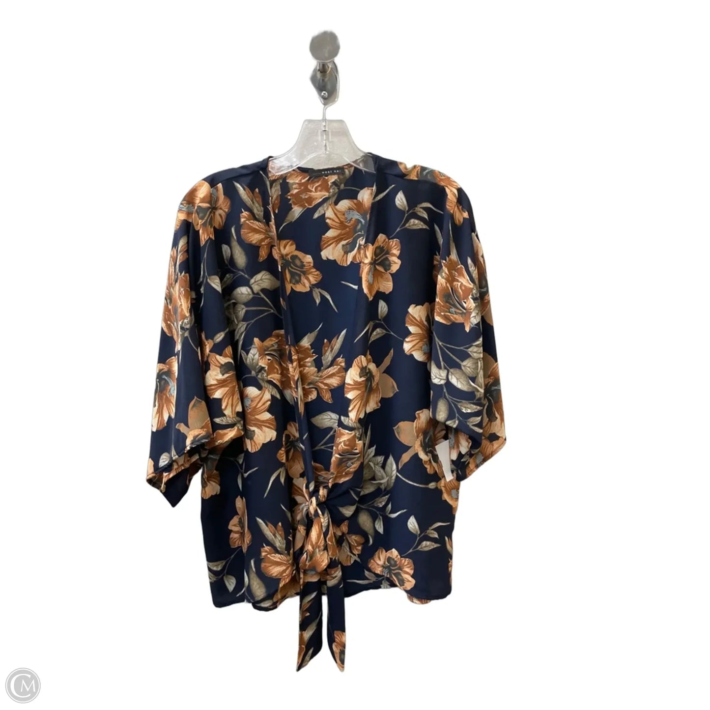 Blouse 3/4 Sleeve By West Kei In Blue & Orange, Size: S