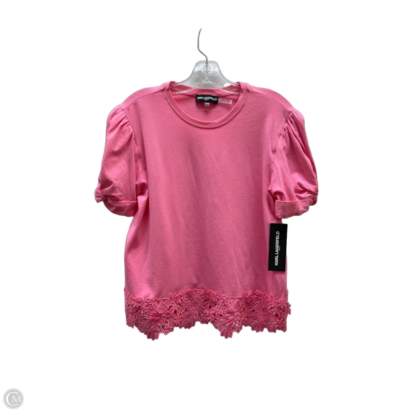 Top Short Sleeve Designer By Karl Lagerfeld In Pink, Size: S
