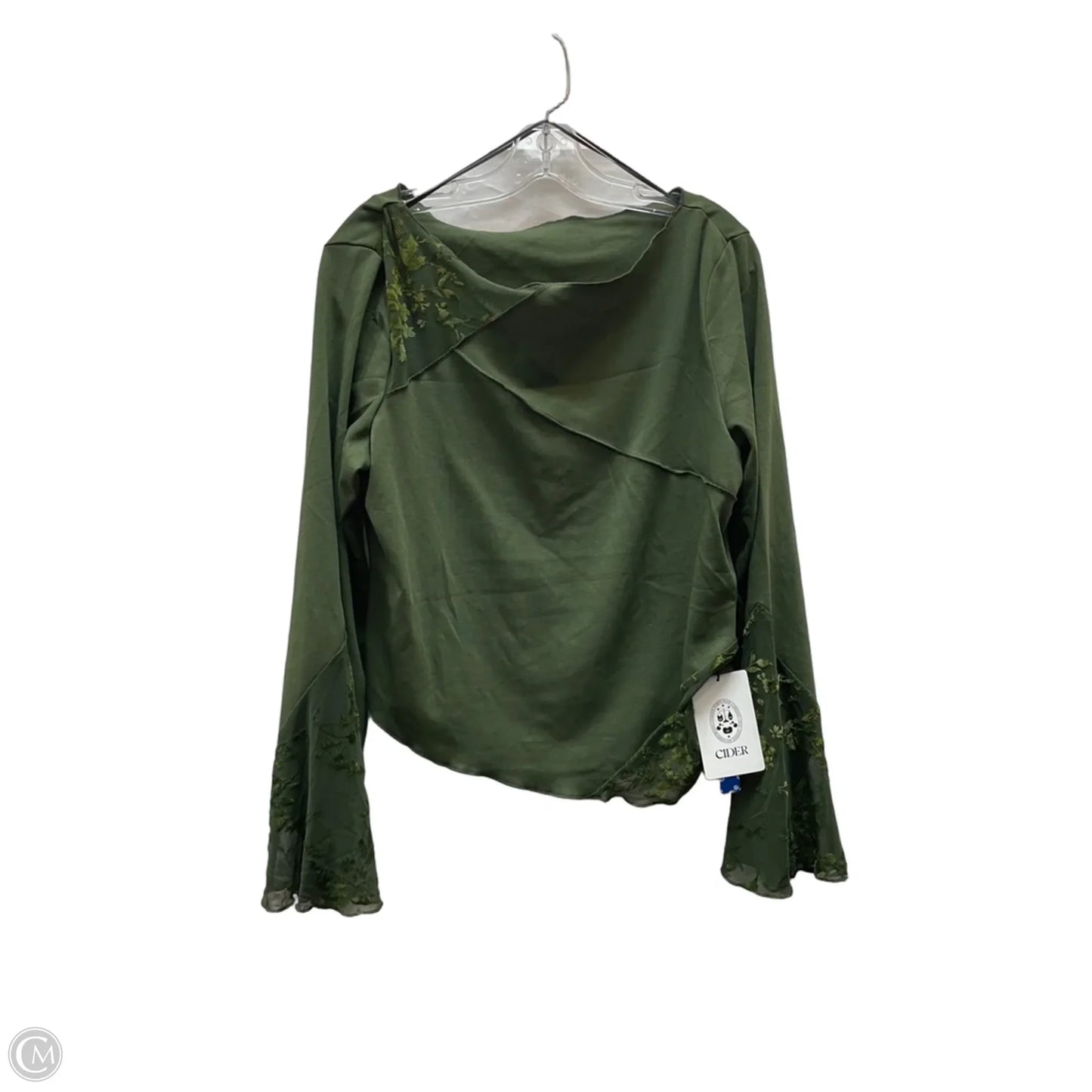 Top Long Sleeve By Cider In Green, Size: 1x