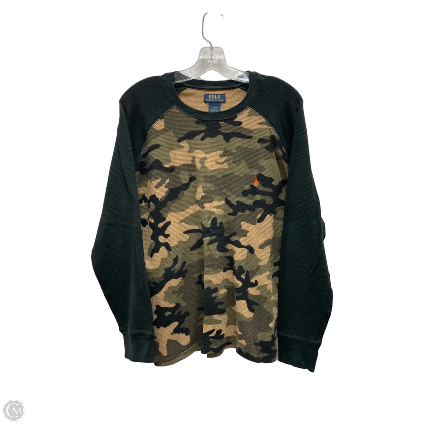 Top Long Sleeve By Polo Ralph Lauren In Camouflage Print, Size: L