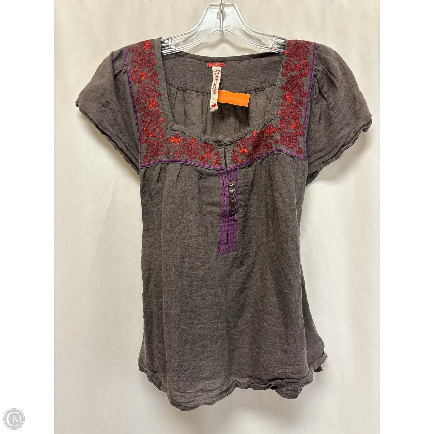 Top Short Sleeve By Free People In Brown, Size: L