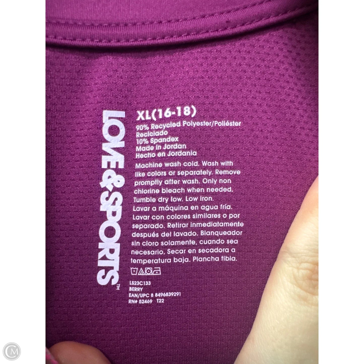 Athletic Top Long Sleeve Crewneck By Love & Sports In Purple, Size: Xl