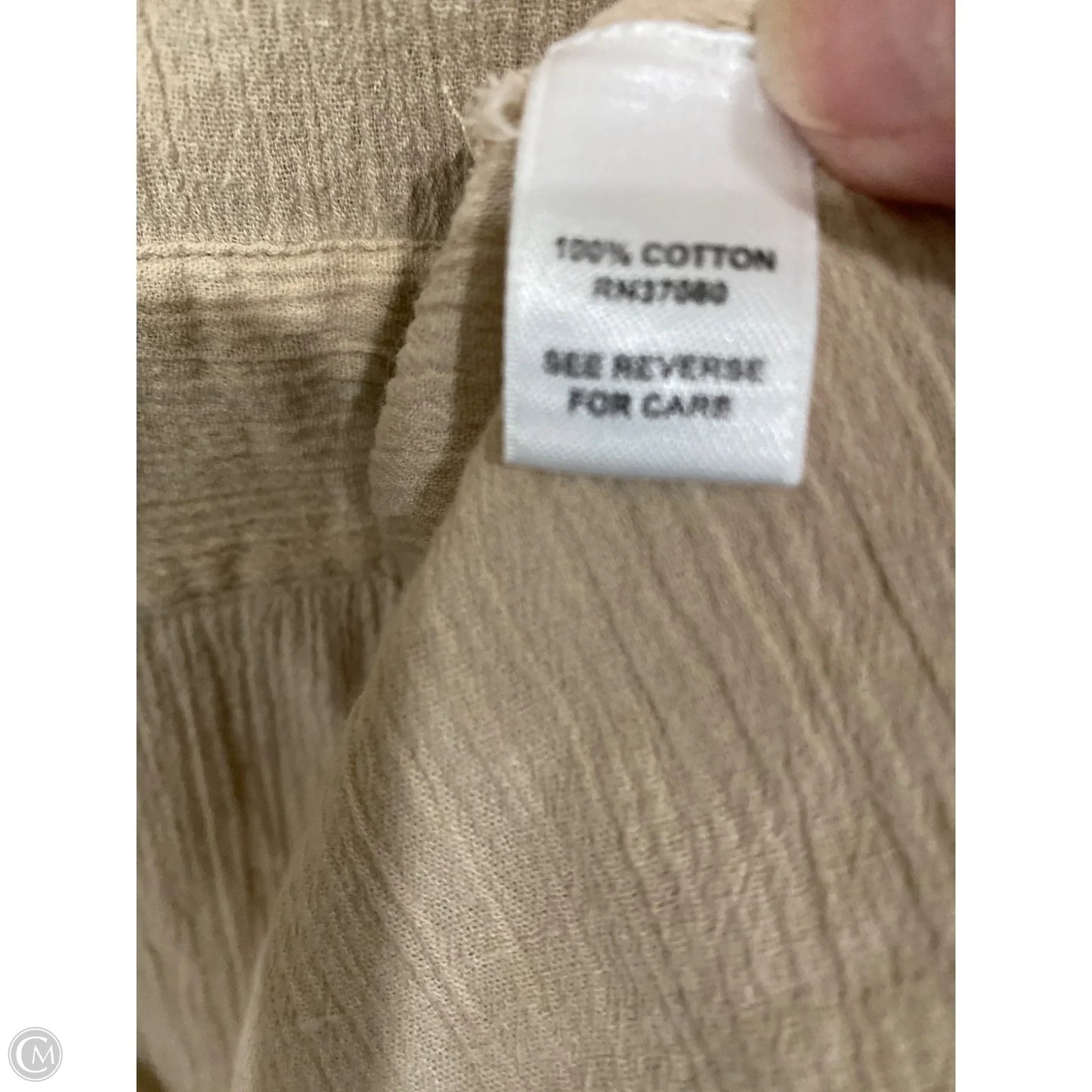 Top Short Sleeve By Cato In Beige, Size: L