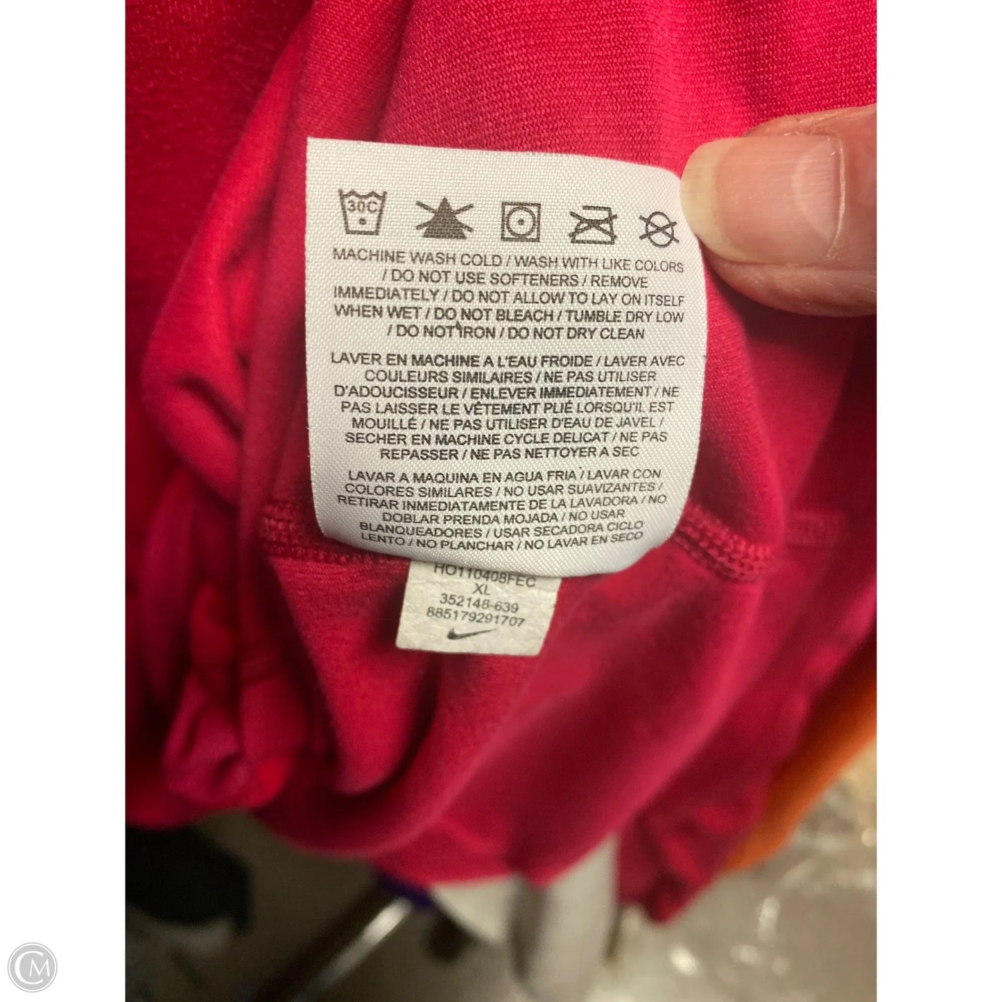 Athletic Top Long Sleeve Collar By Nike In Pink, Size: Xl