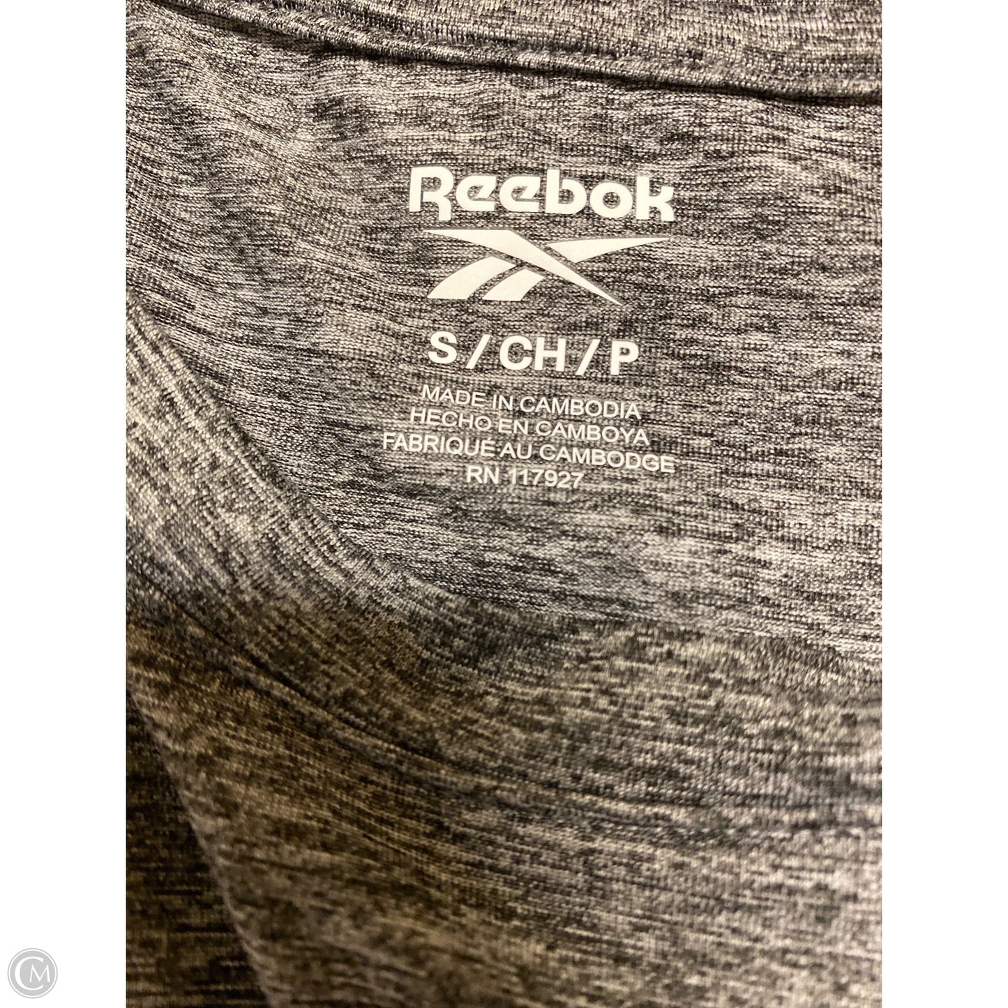 Athletic Top Short Sleeve By Reebok In Grey, Size: S