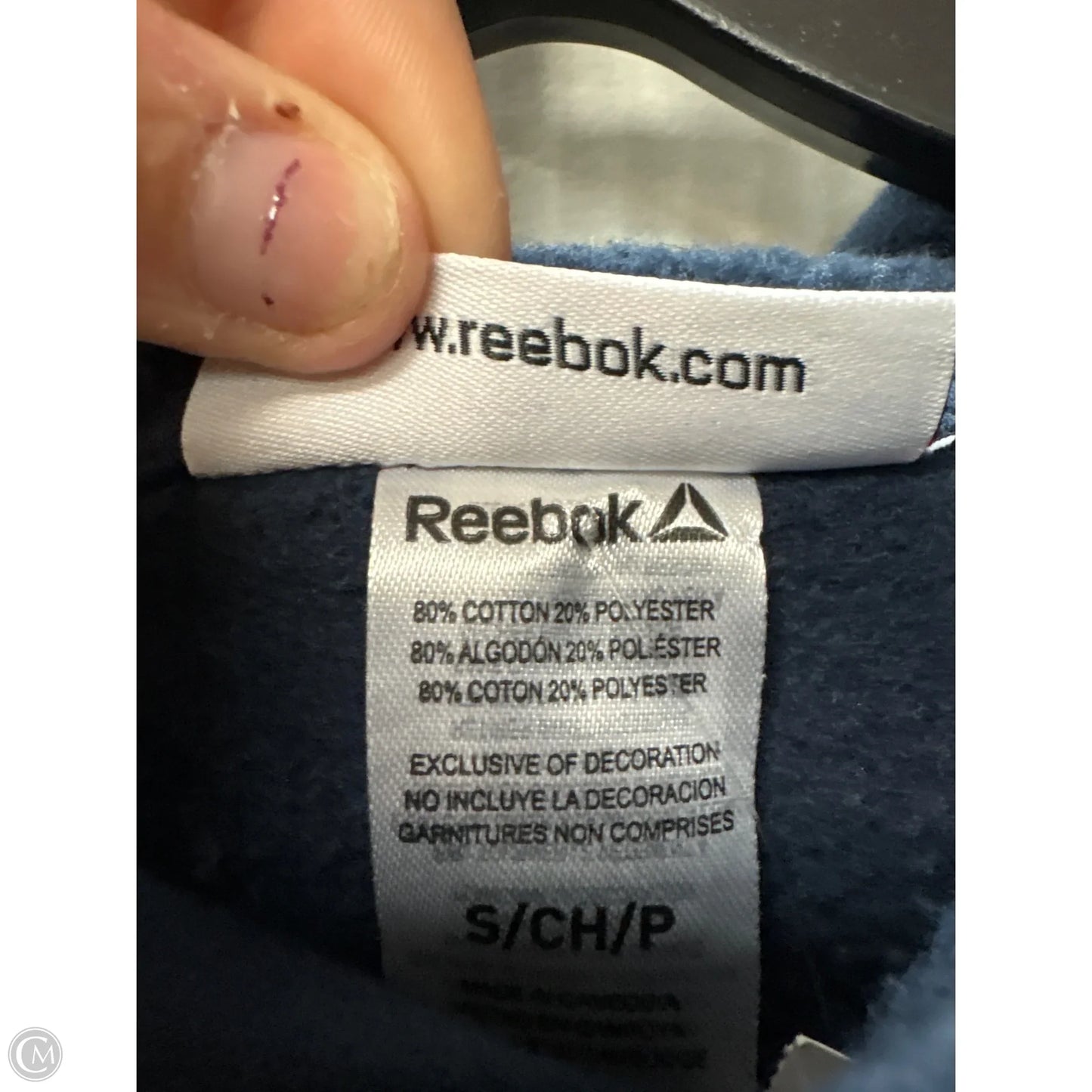 Sweatshirt Hoodie By Reebok In Navy, Size: S