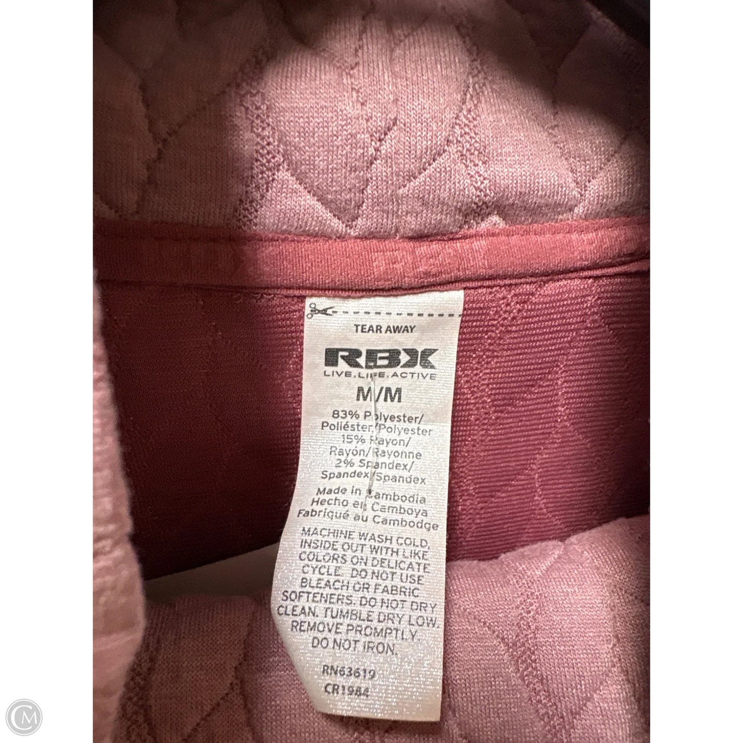 Athletic Top Long Sleeve Collar By Rbx In Pink, Size: M