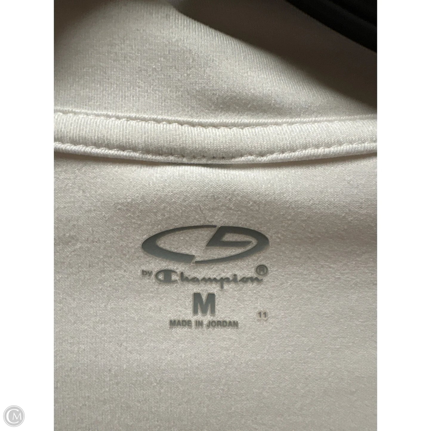 Athletic Top Long Sleeve Collar By Champion In White, Size: M