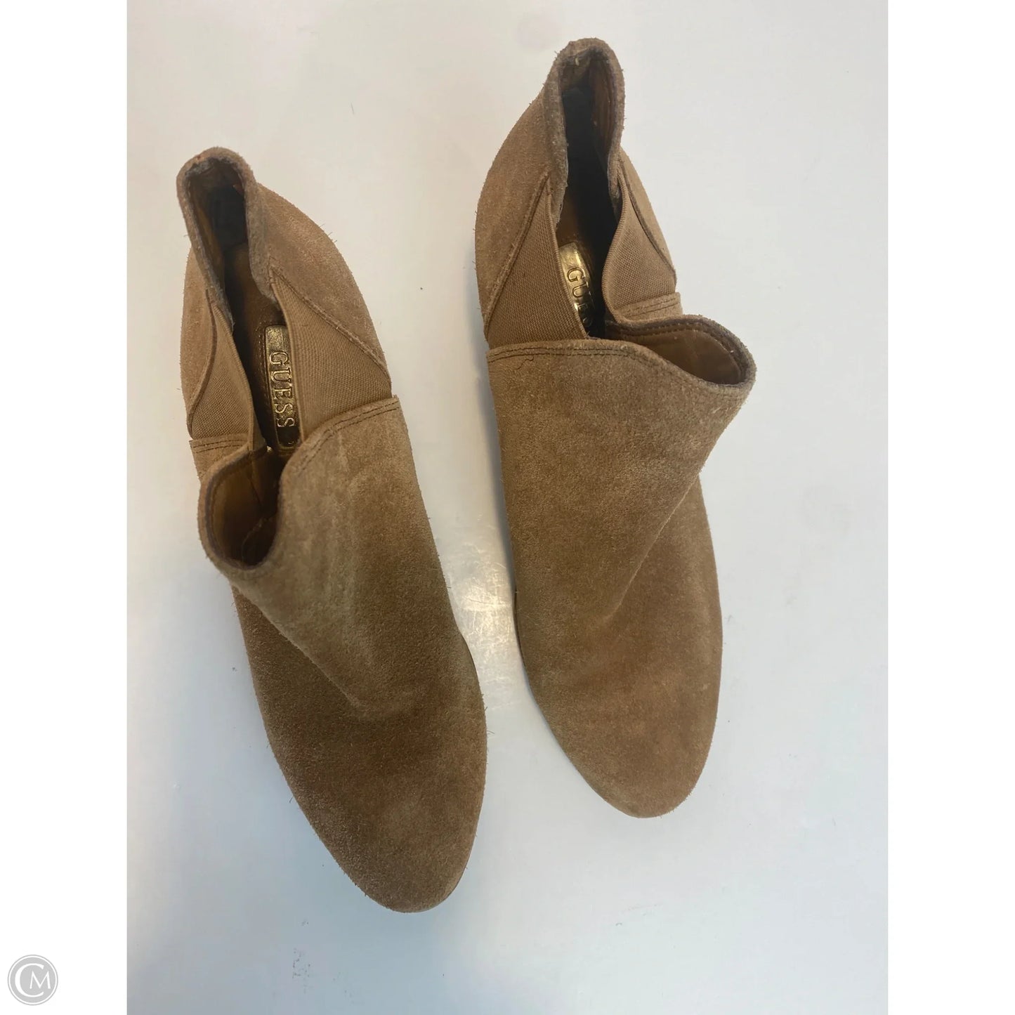 Boots Ankle Heels By Guess In Brown, Size: 7.5