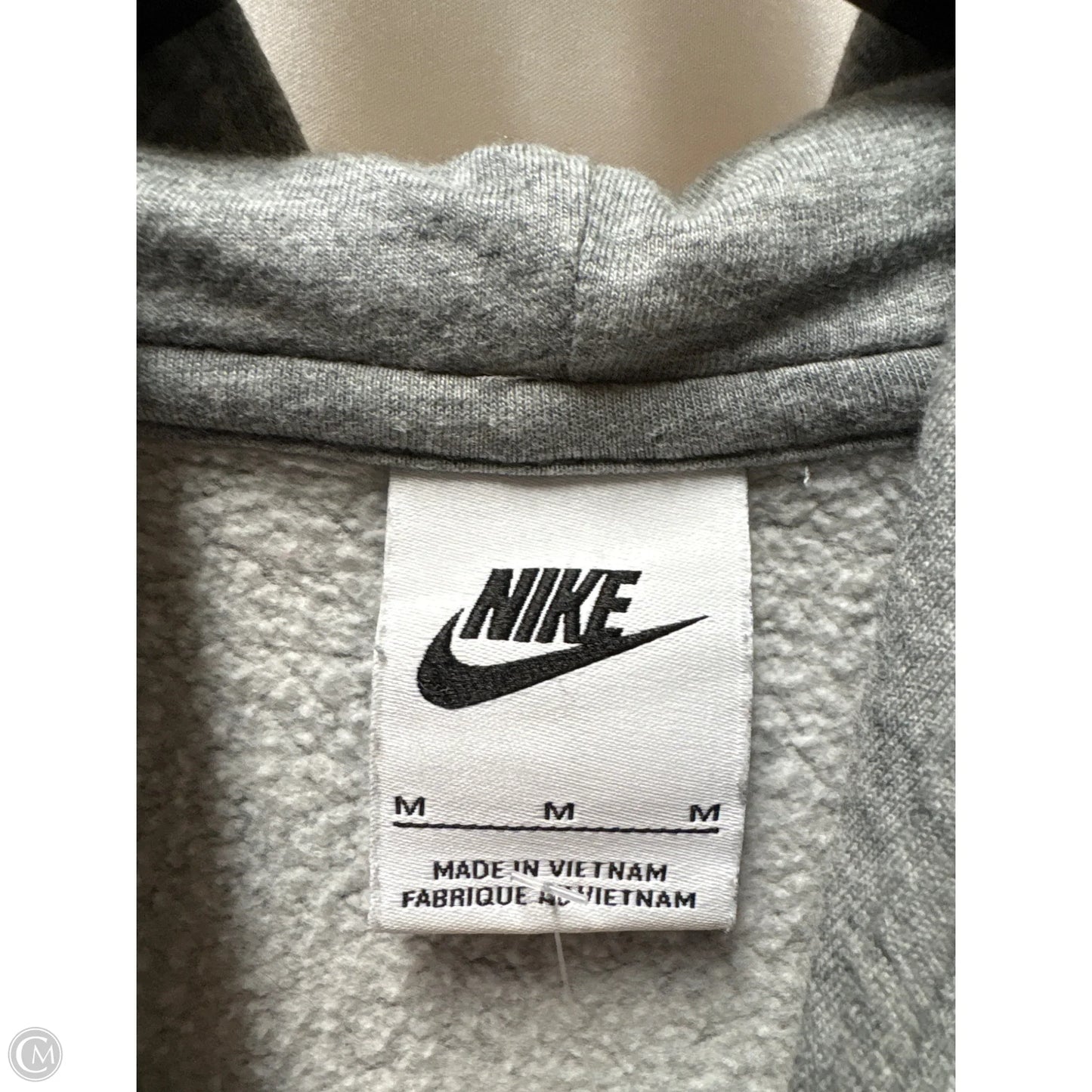 Athletic Sweatshirt Hoodie By Nike In Grey, Size: M
