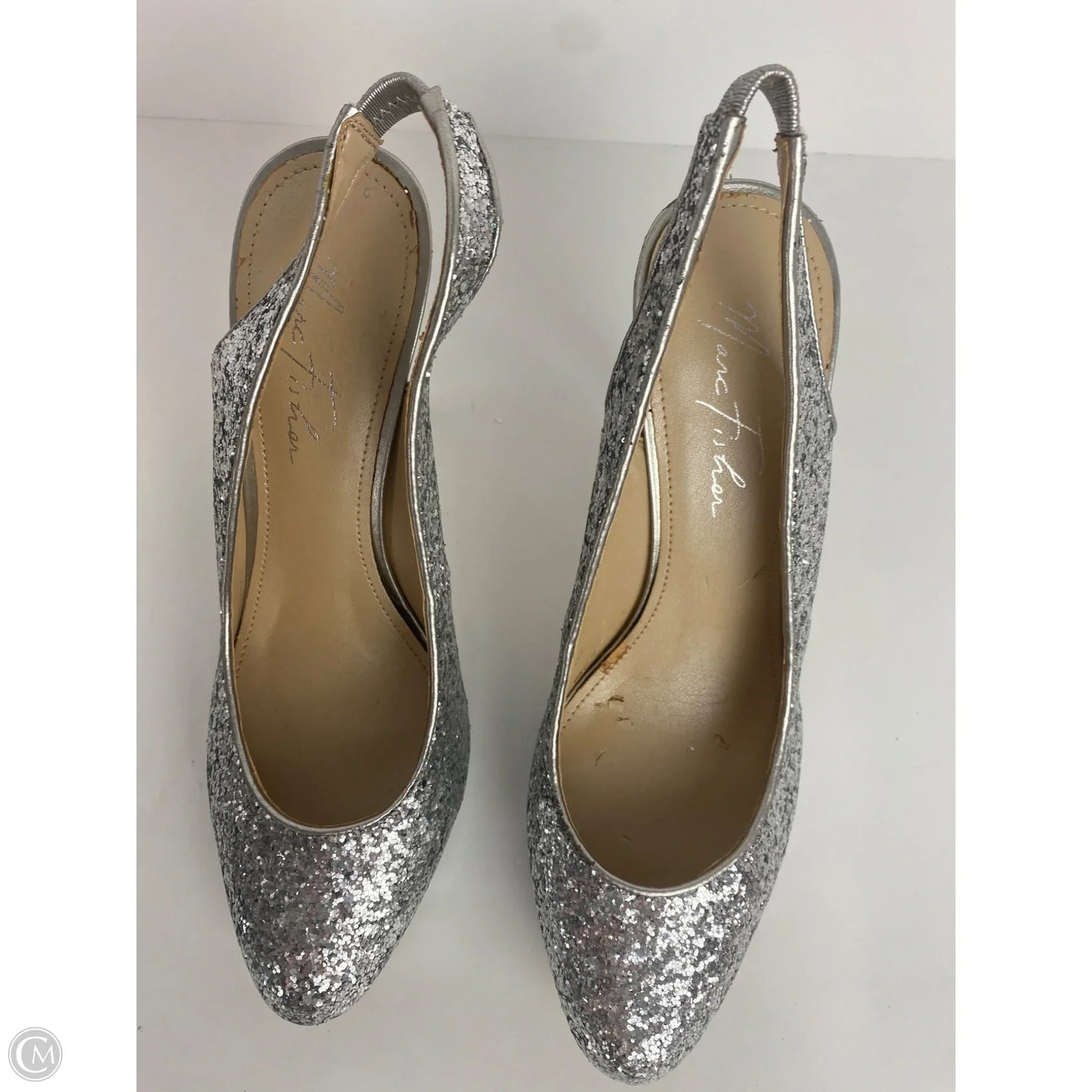 Shoes Heels Stiletto By Marc Fisher In Silver, Size: 9