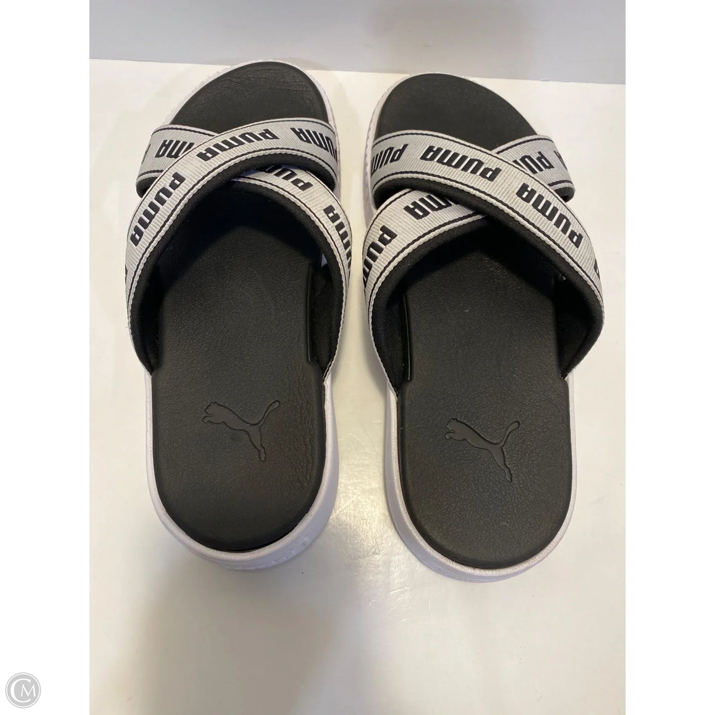 Sandals Flats By Puma In Black & White, Size: 7.5
