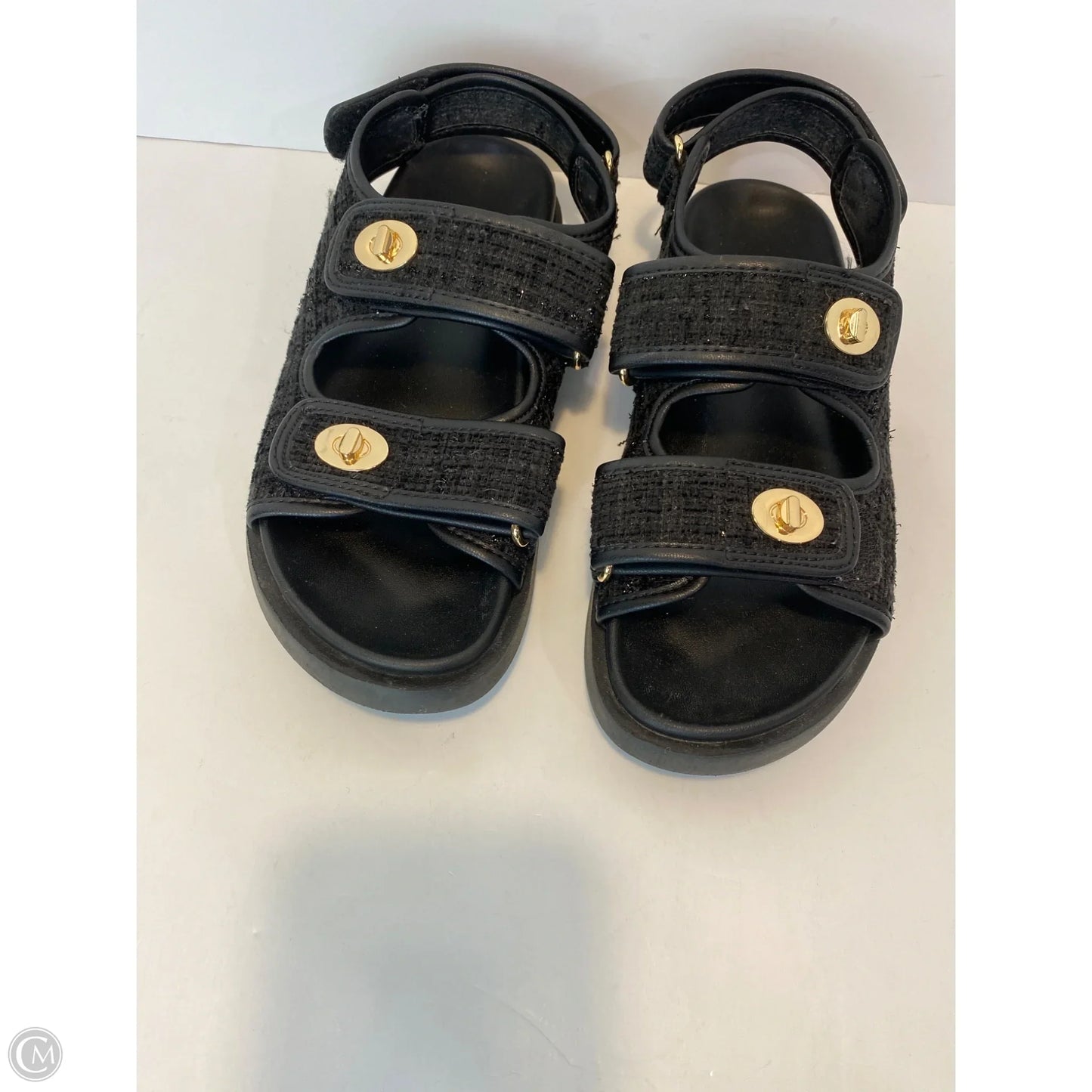 Sandals Flats By H&m In Black, Size: 7.5