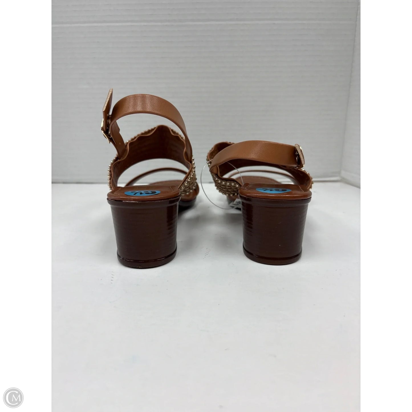 Sandals Heels Block By Italian Shoemakers In Brown, Size: 6.5